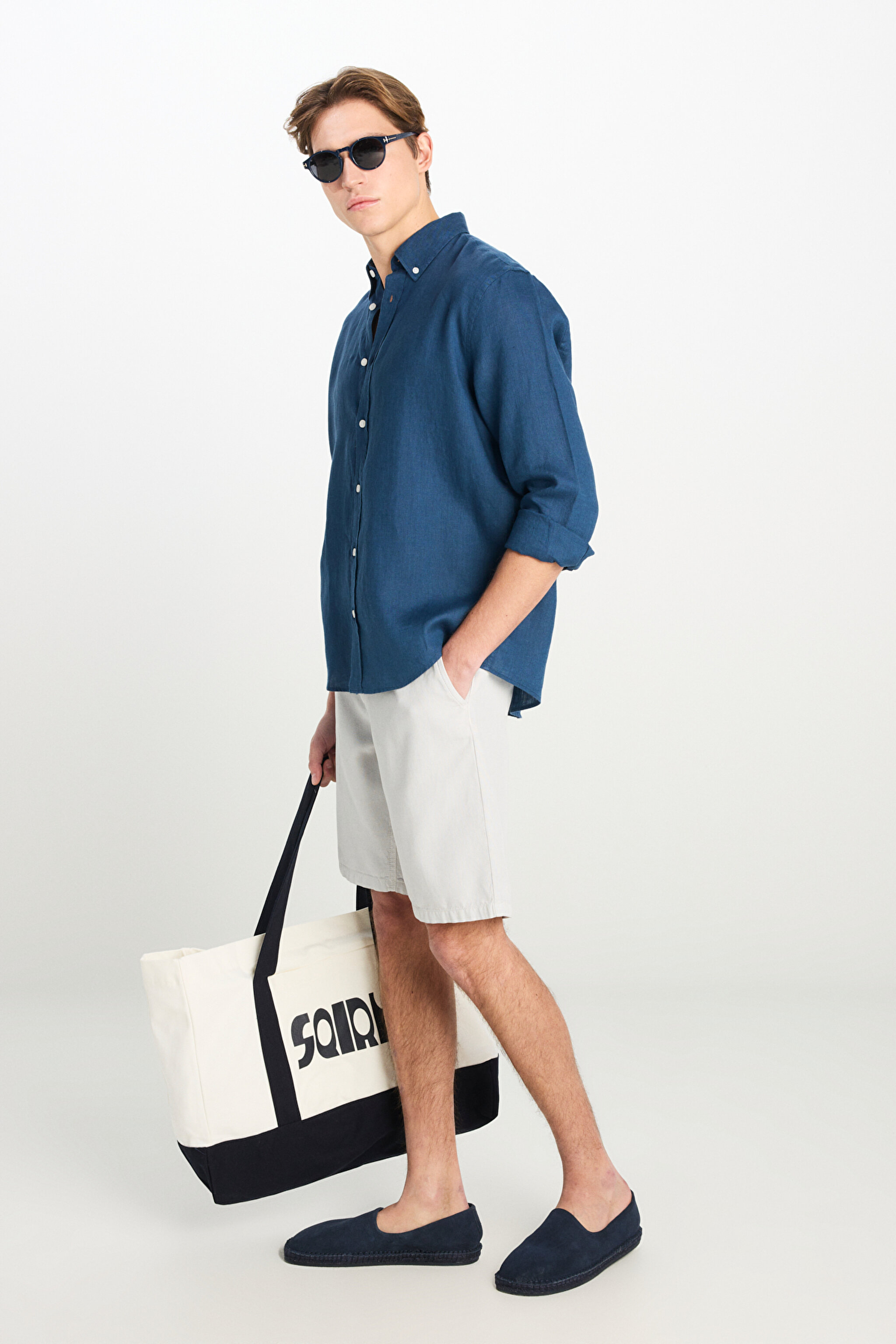 Relaxed Fit Geniş Kesim Lastik Bel Detaylı Esnek Taş Rengi Chino Şort - Stone-L2510293369 (görsel 2)
