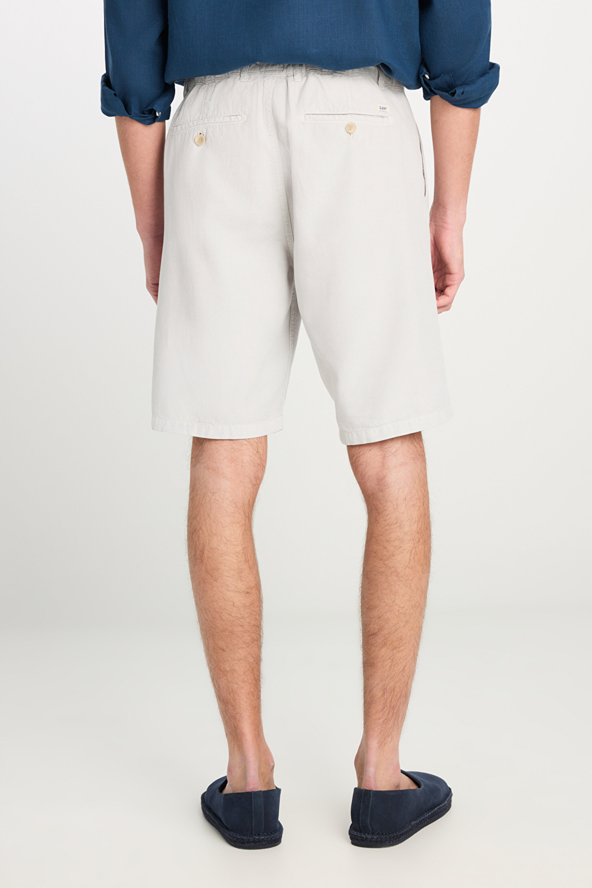 Relaxed Fit Geniş Kesim Lastik Bel Detaylı Esnek Taş Rengi Chino Şort - Stone-L2510293369 (görsel 5)