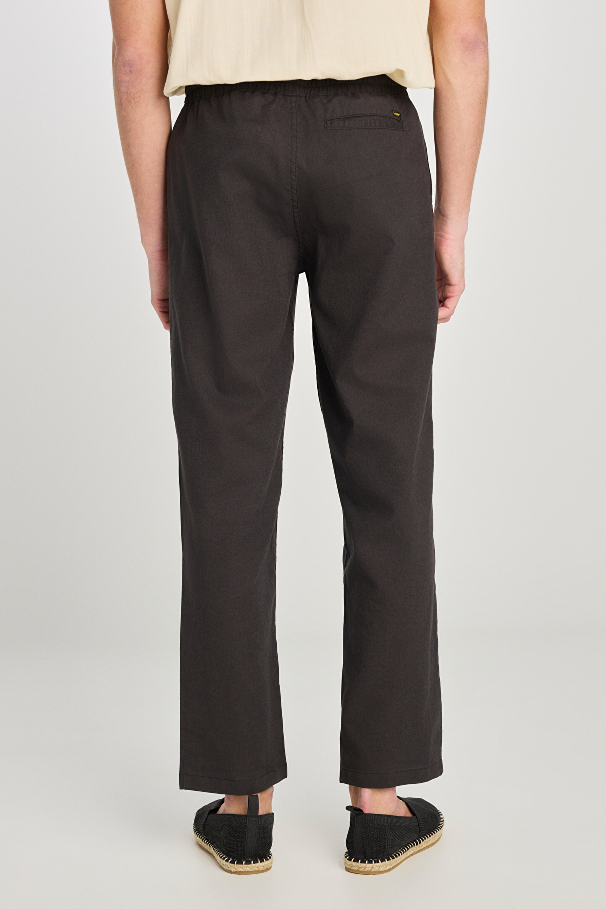 Regular Fit Normal Kesim Lastik Bel Detaylı Keten Karışımlı Antrasit Pantolon - Anthracite-L2510302003 (görsel 4)