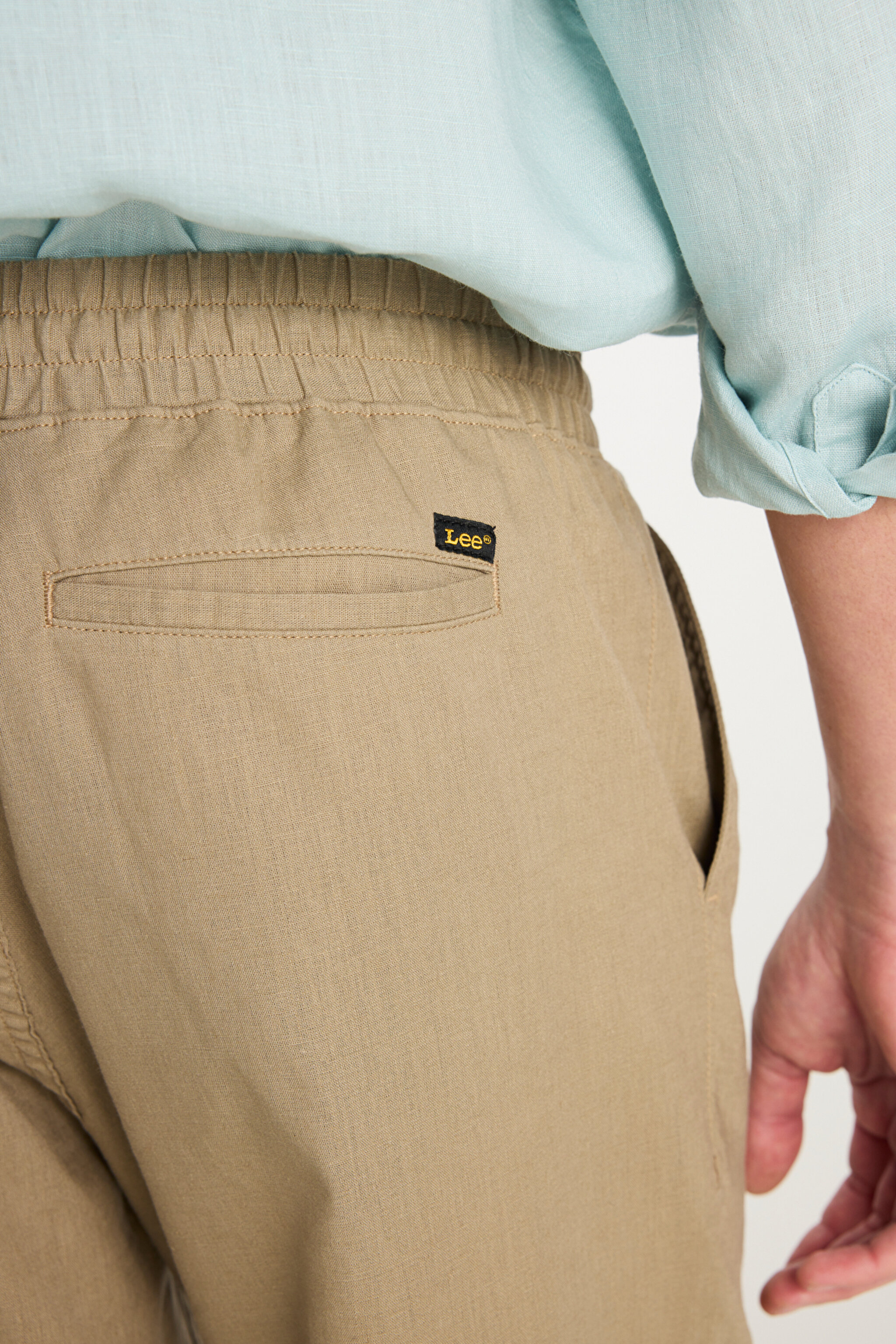 Regular Fit Normal Kesim Lastik Bel Detaylı Keten Karışımlı Deve Tüyü Pantolon - Camel-L2510302211 (görsel 5)
