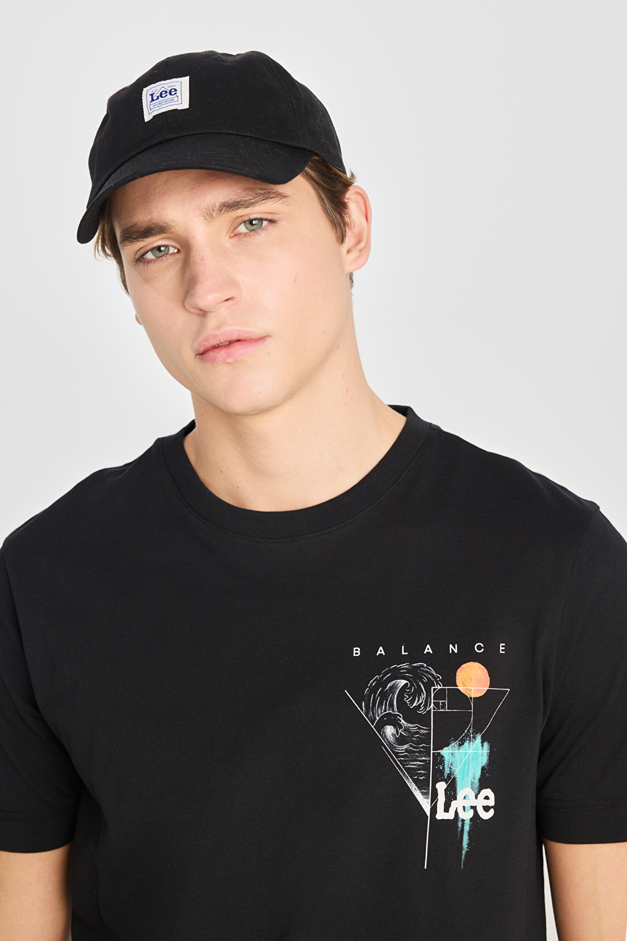 %100 Pamuk Regular Fit Normal Kesim Bisiklet Yaka Baskılı Siyah Tişört - Black-L2510319001 (görsel 4)