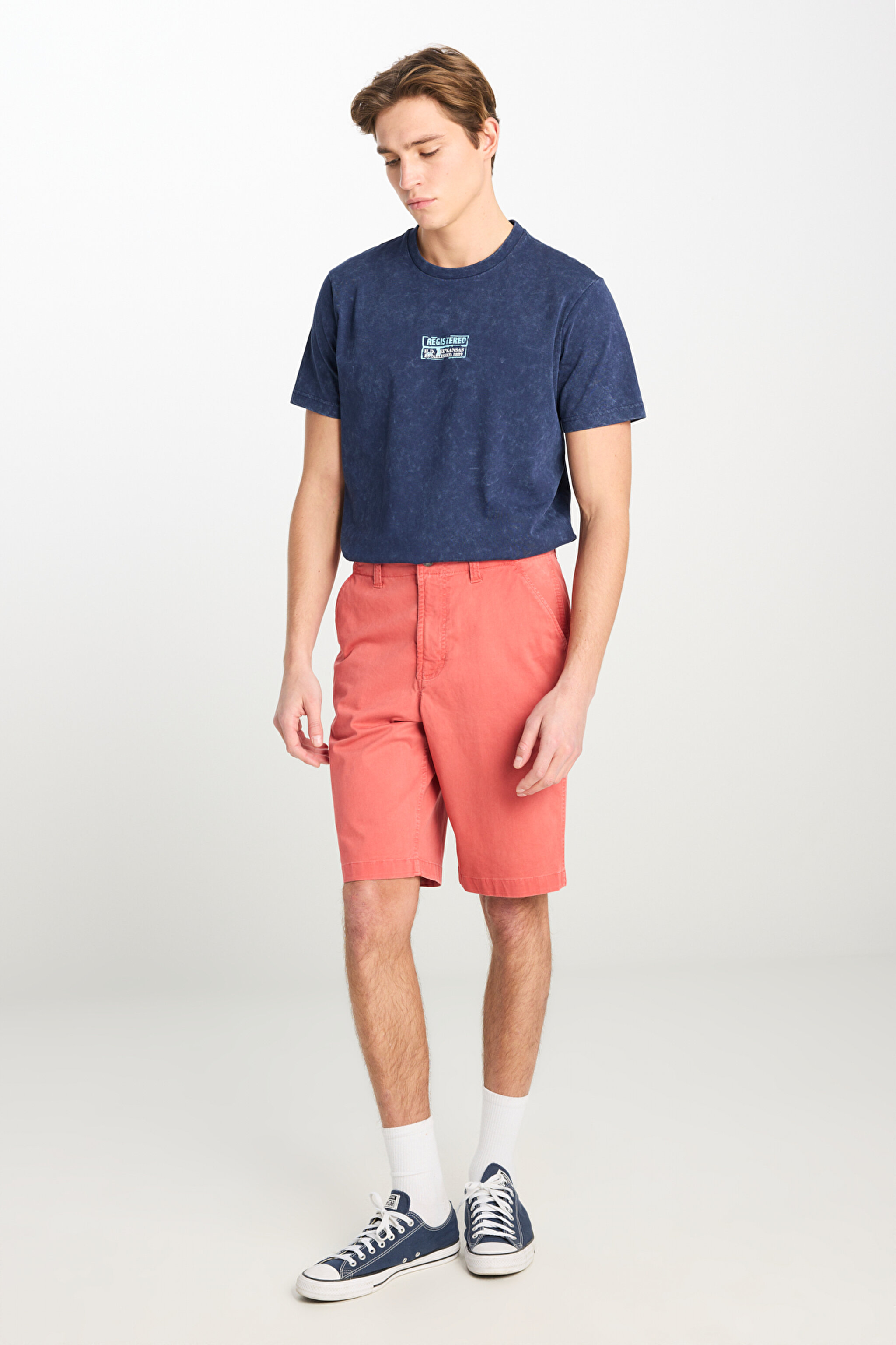 Regular Fit Normal Kesim Lastik Bel Detaylı Pamuklu Esnek Pembe Chino Şort - Nantucket-L2510538247 (görsel 2)