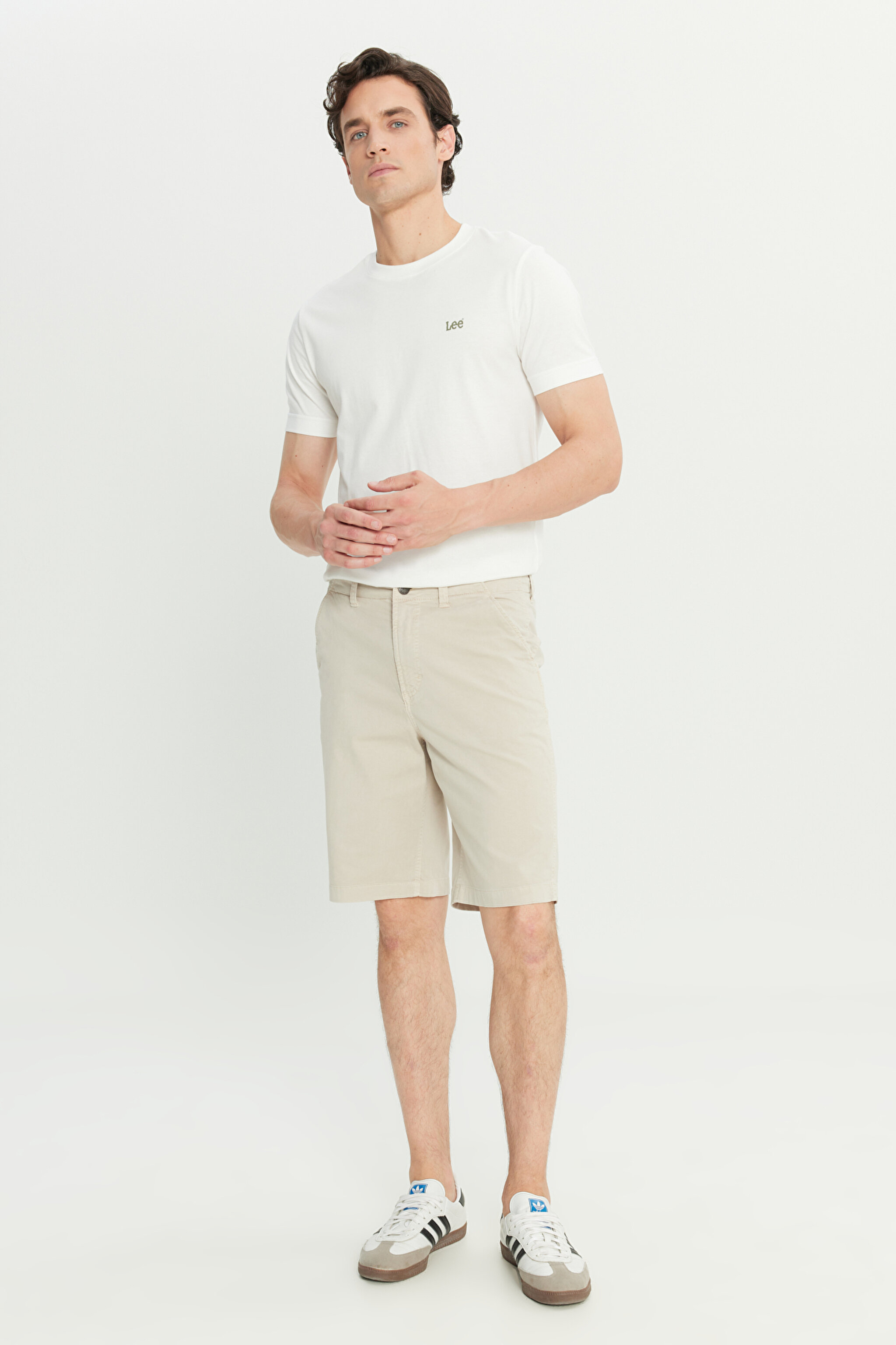 Regular Fit Normal Kesim Lastik Bel Detaylı Pamuklu Esnek Gri Chino Şort - Pelican-L2510538369