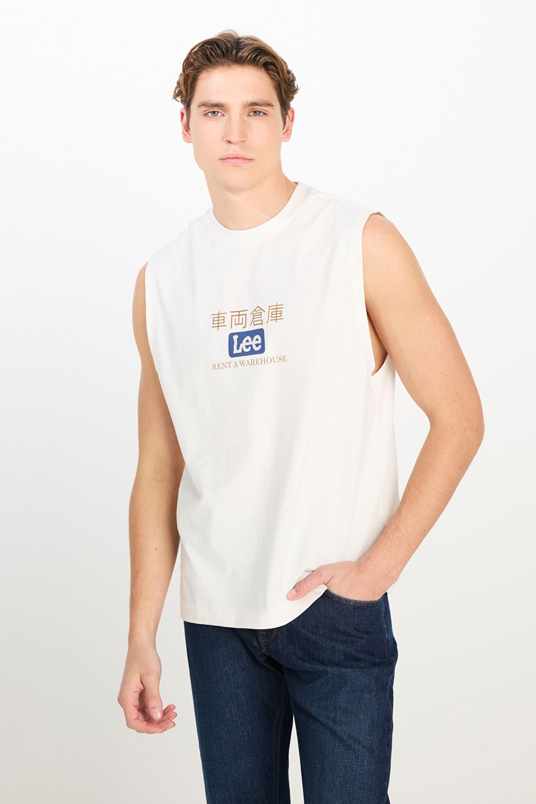 %100 Pamuk Relaxed Fit Geniş Kesim Bisiklet Yaka Baskılı Ekru Tişört