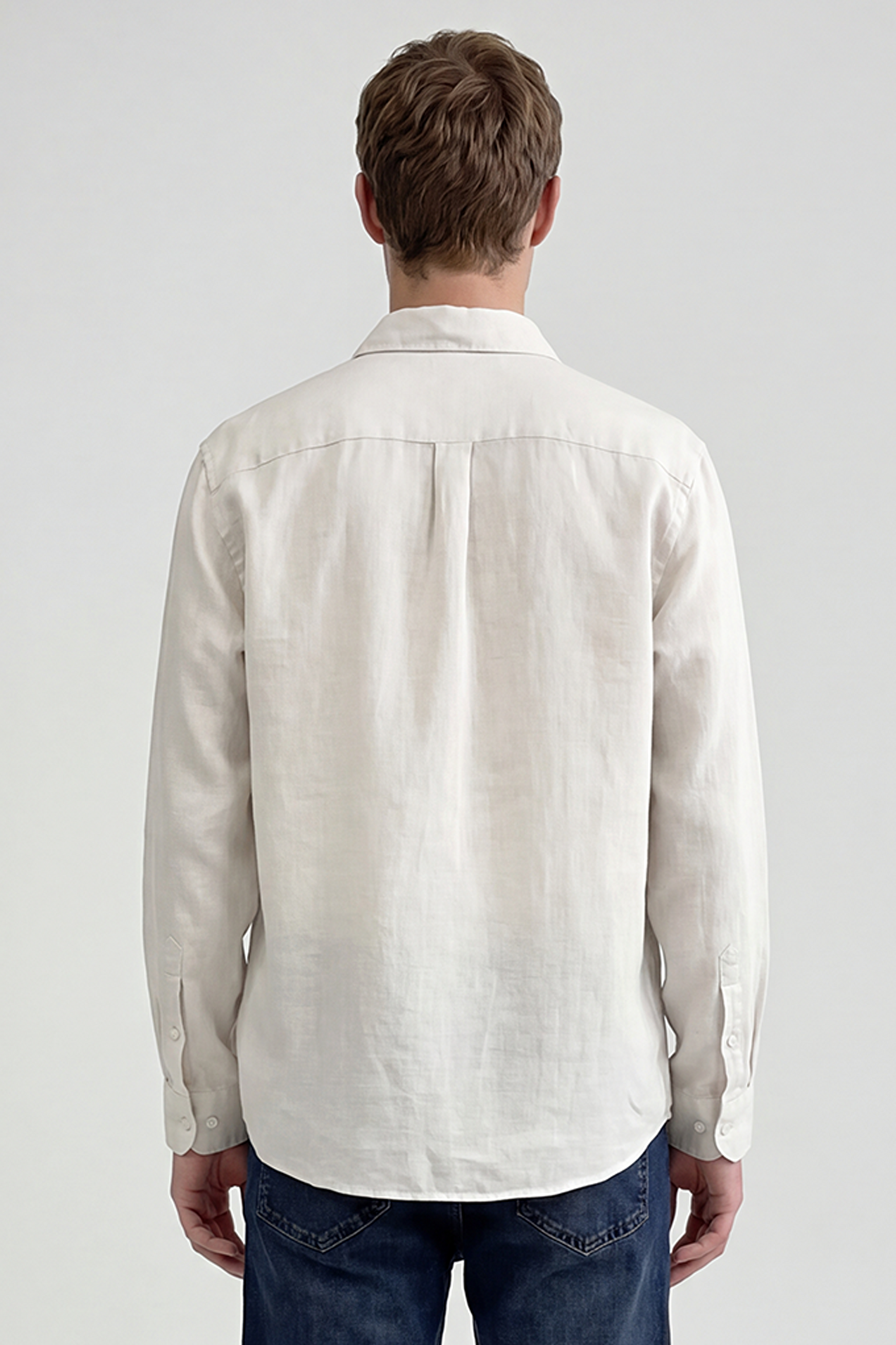 %100 Keten Regular Fit Normal Kesim Bej Gömlek - Beige-L2510549614 (görsel 5)