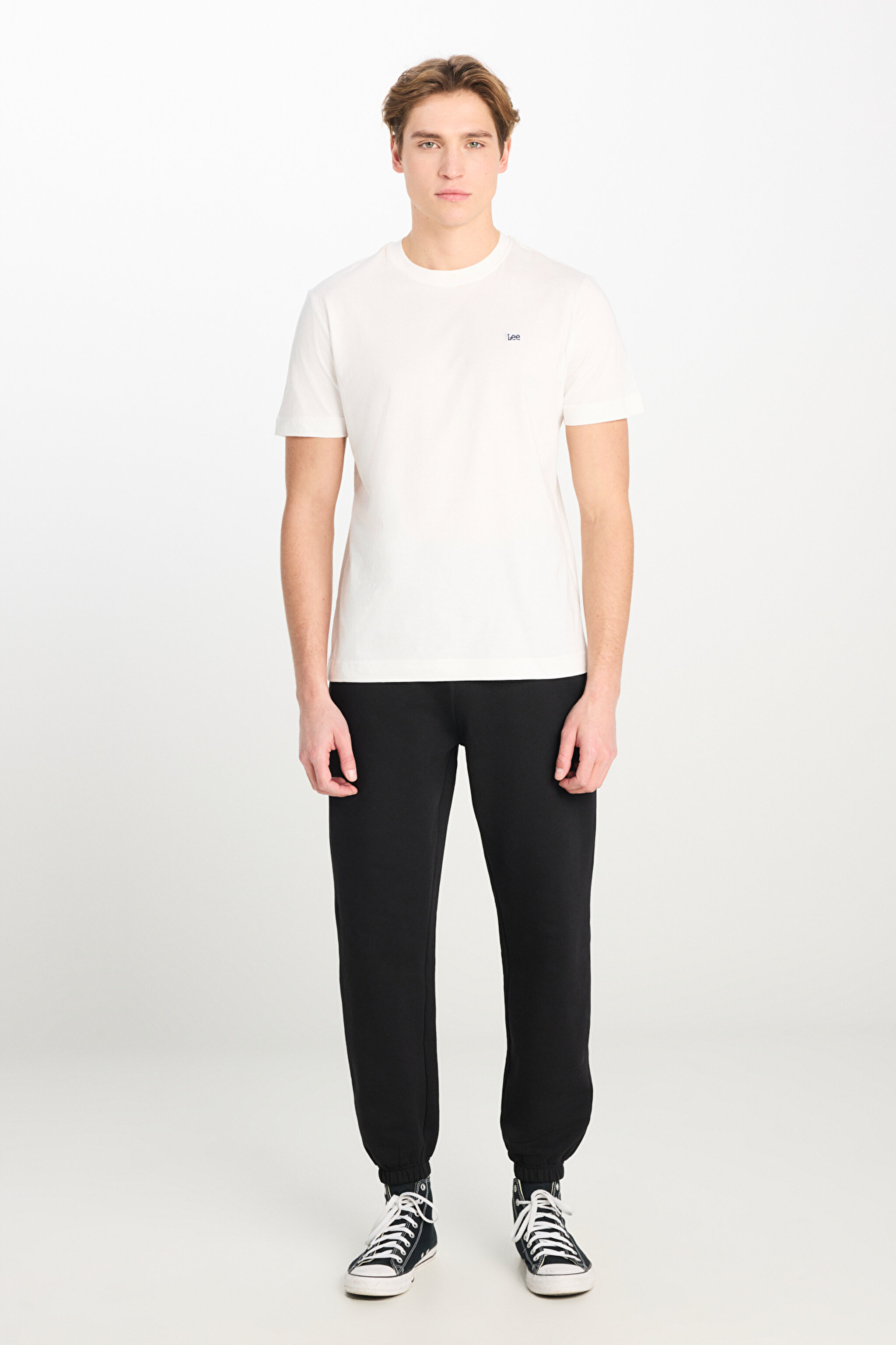 %100 Pamuk Regular Fit Normal Kesim Ribanalı Paça Siyah Jogger Pantolon
