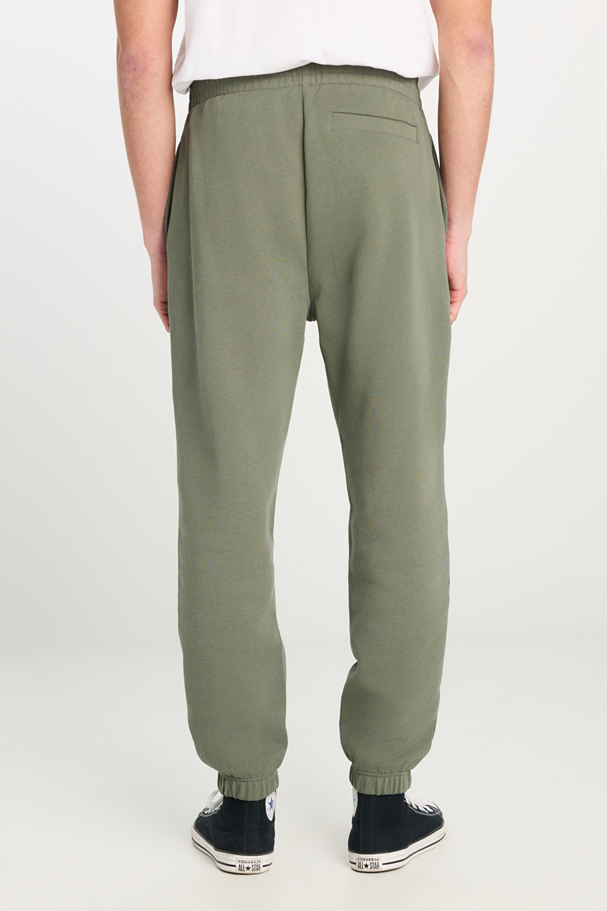 %100 Pamuk Regular Fit Normal Kesim Ribanalı Paça Haki Jogger Pantolon - Khaki-L2510567801 (görsel 3)