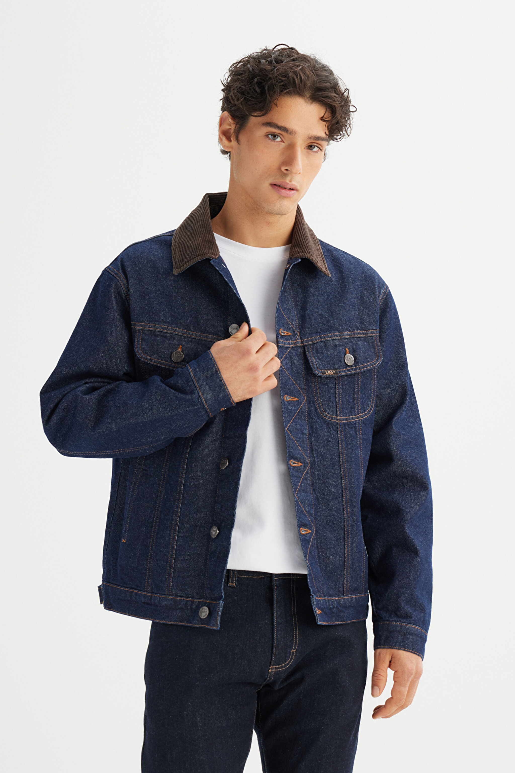 %100 Pamuk Regular Fit Normal Kesim Cepli Denim Kot Ceket