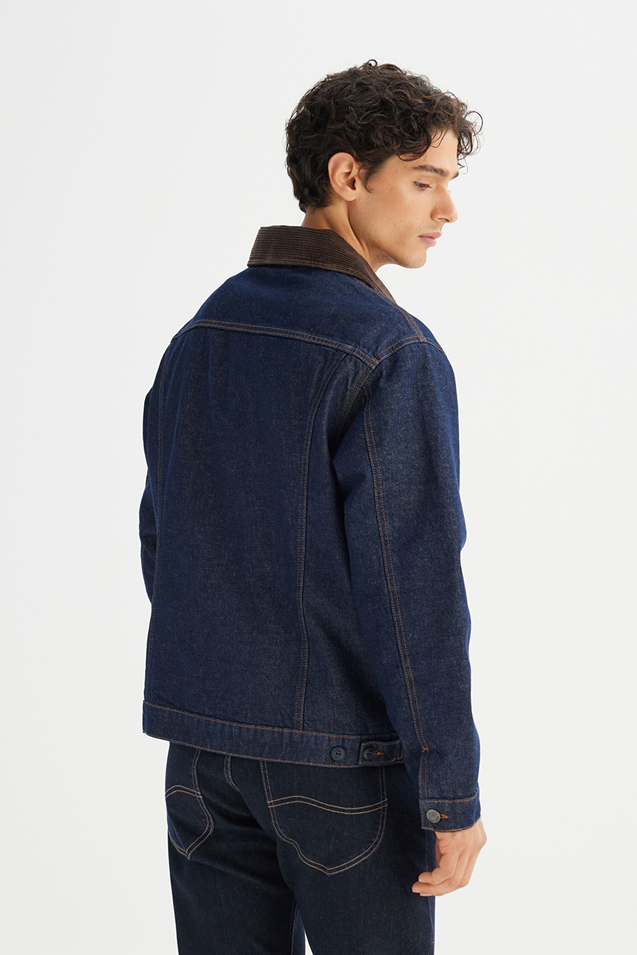 %100 Pamuk Regular Fit Normal Kesim Cepli Denim Kot Ceket - Rinsewash-L252001723 (görsel 6)