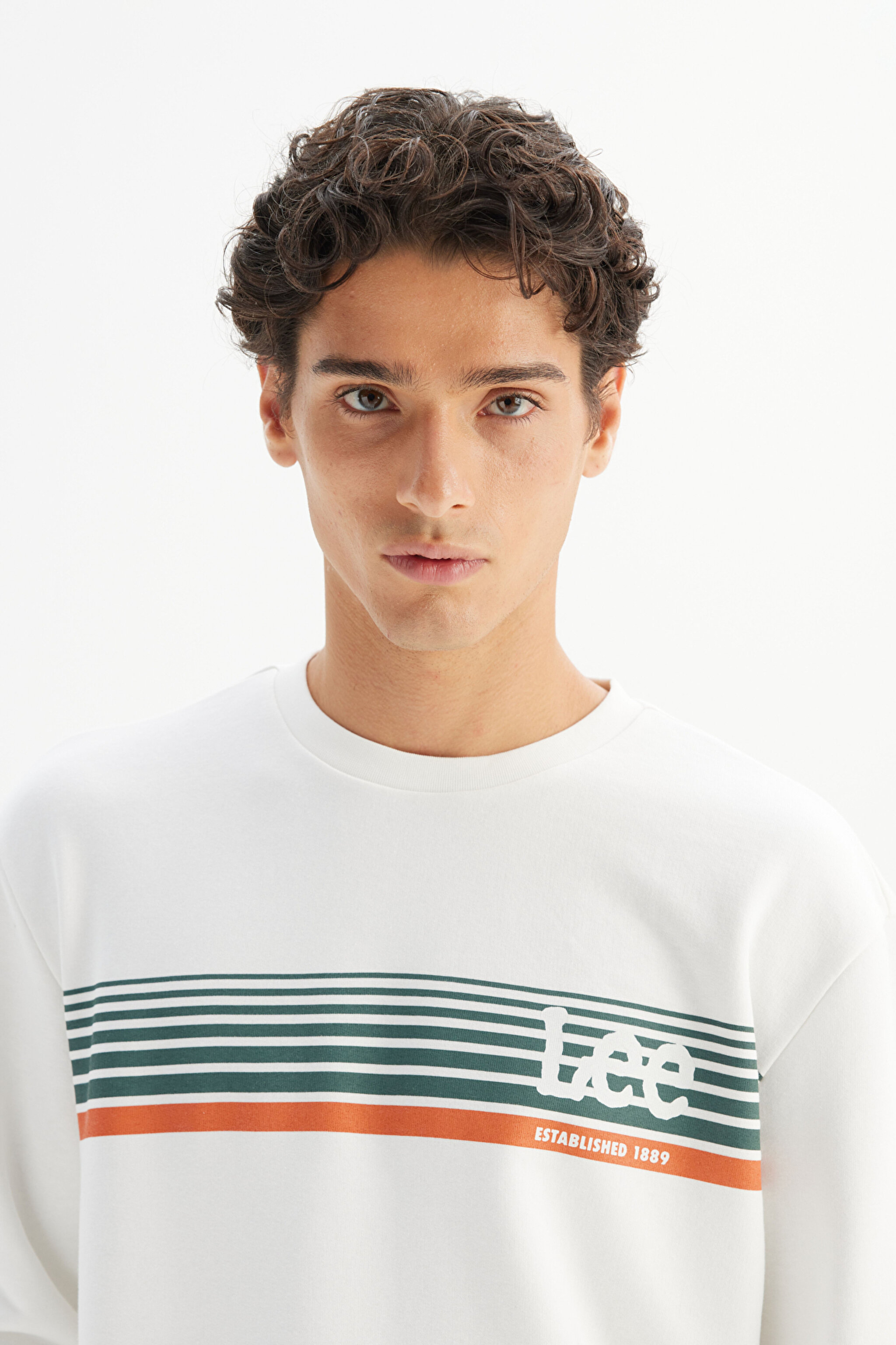 Regular Fit Normal Kesim Bisiklet Yaka Baskılı Kırık Beyaz Sweatshirt - Off White-L2520099102 (görsel 4)