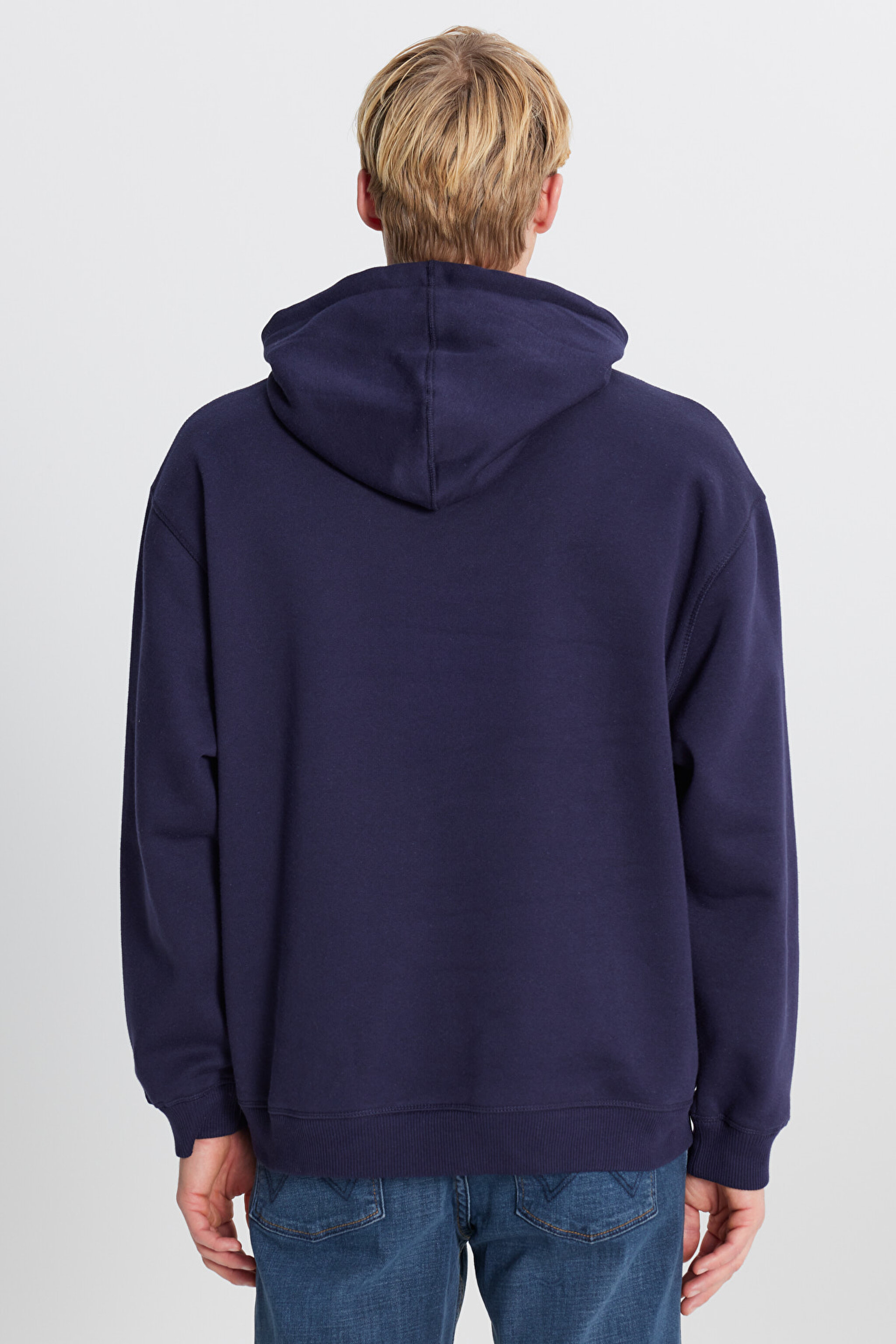 Pamuklu İçi Polarlı Regular Fit Kapüşonlu Logo Detaylı Sweatshirt - DarKNavy-L2520102411 (görsel 5)
