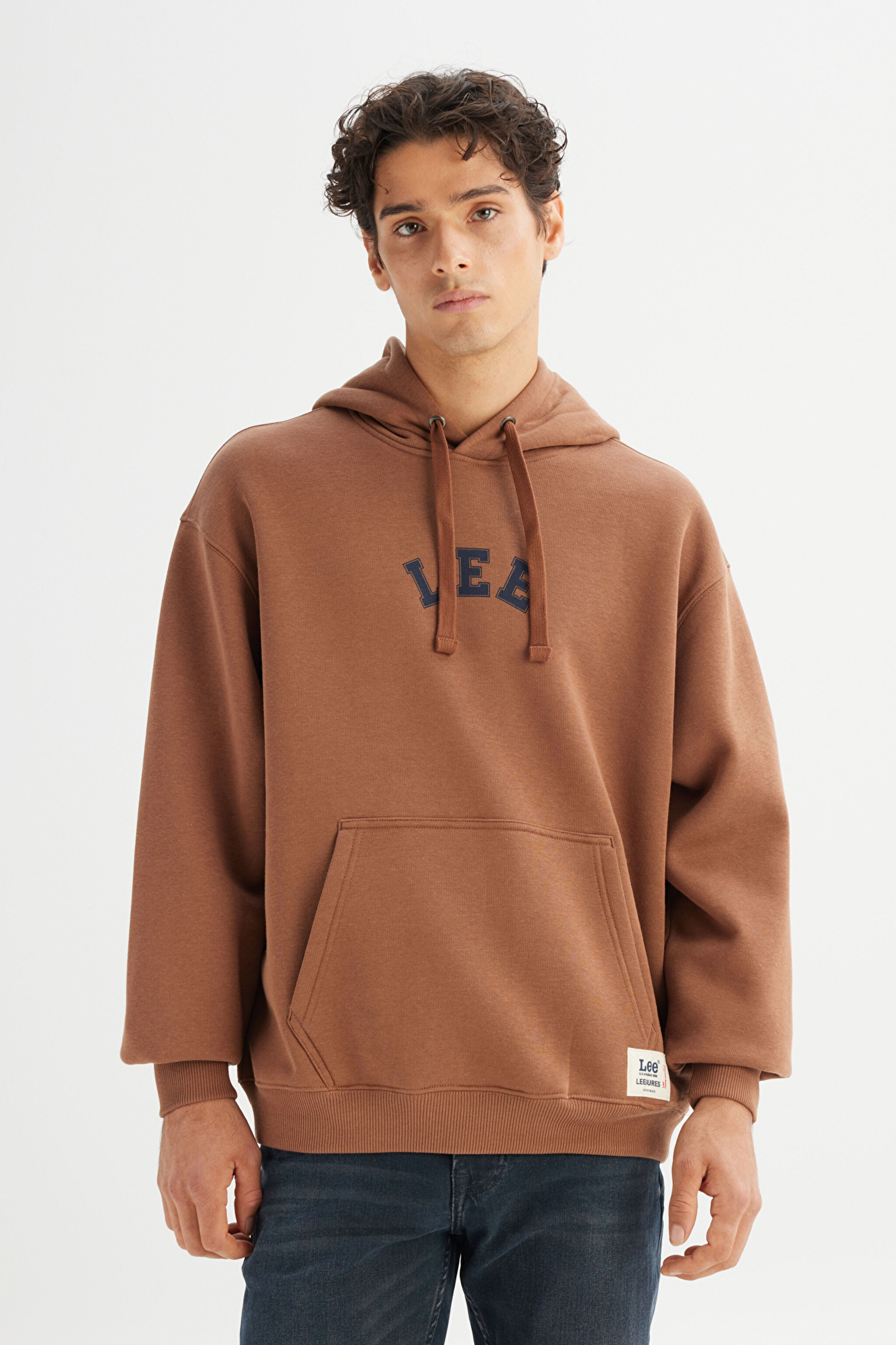 Pamuklu Regular Fit Normal Kesim Kapüşonlu İçi Polarlı Sweatshirt - Dark Brown-L2520157024