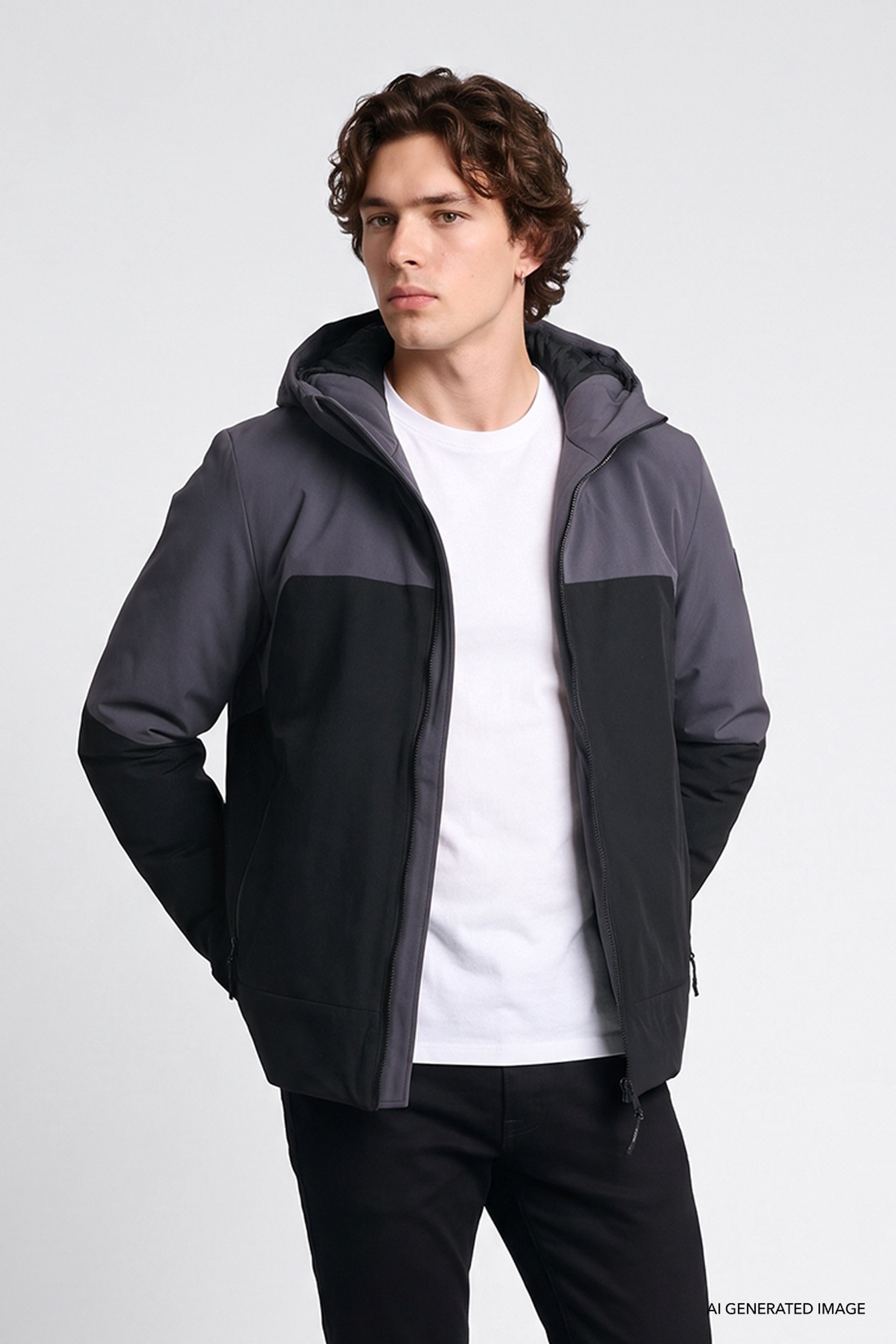 Relaxed Fit Rahat Kesim Kapüşonlu Cepli Şişme Puffer Mont - Black-L2520257001