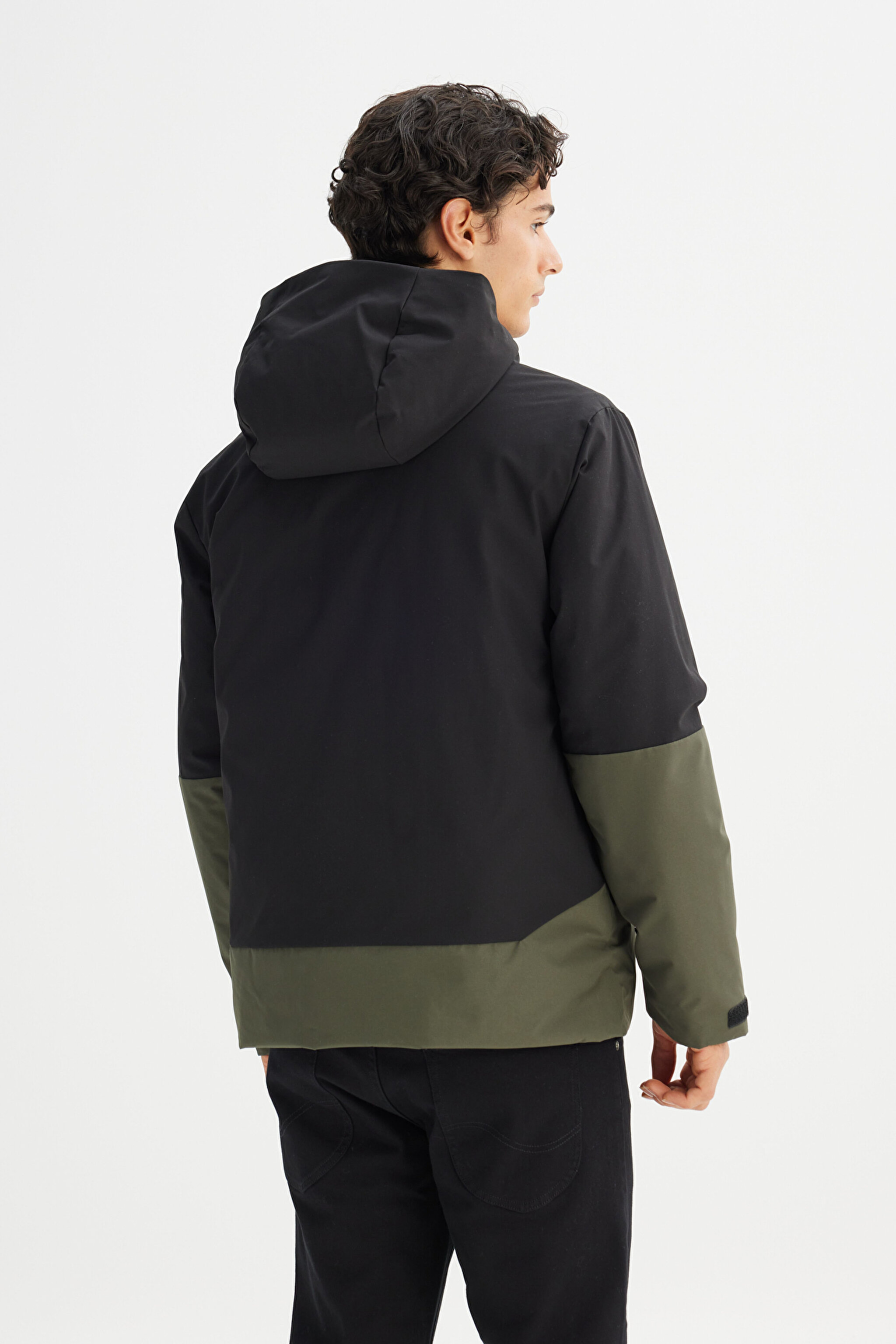 Relaxed Fit Rahat Kesim Kapüşonlu Sıcak Tutan Mont - Khaki-L2520257801 (görsel 7)