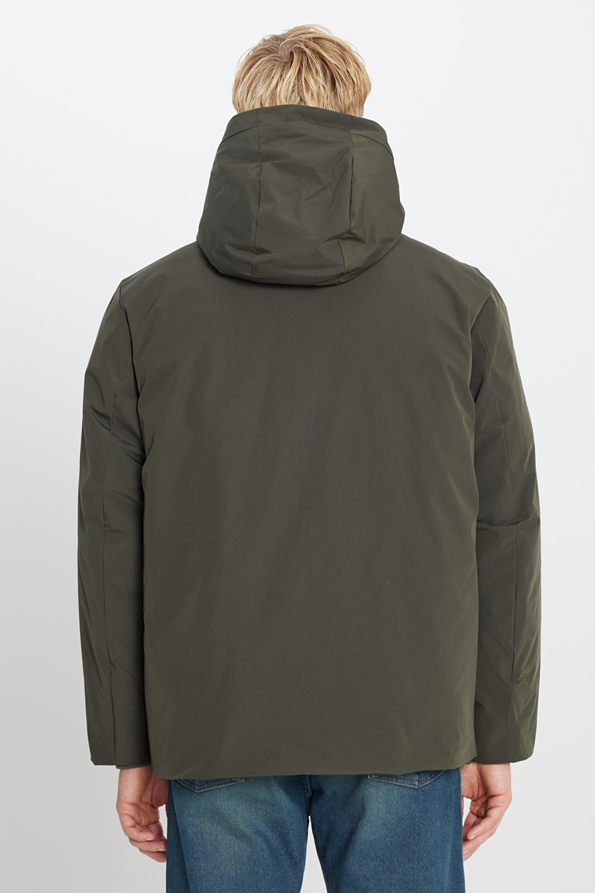 Relaxed Fit Rahat Kesim Kapüşonlu Cepli Şişme Puffer Mont - KHAKI-L2520258801 (görsel 5)