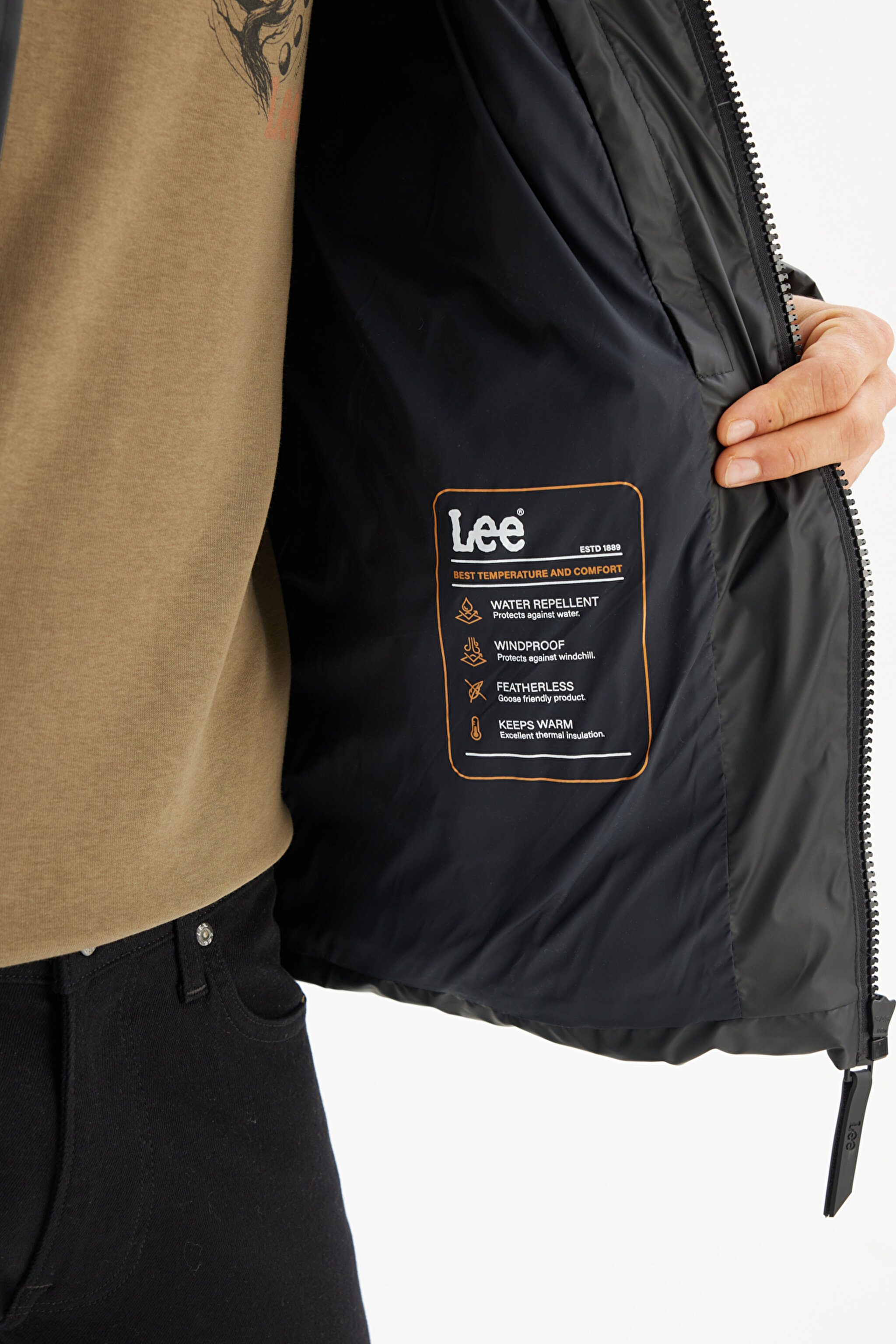 Regular Fit Normal Kesim Kapüşonlu Cepli Şişme Puffer Mont - Black-L2520263001 (görsel 5)