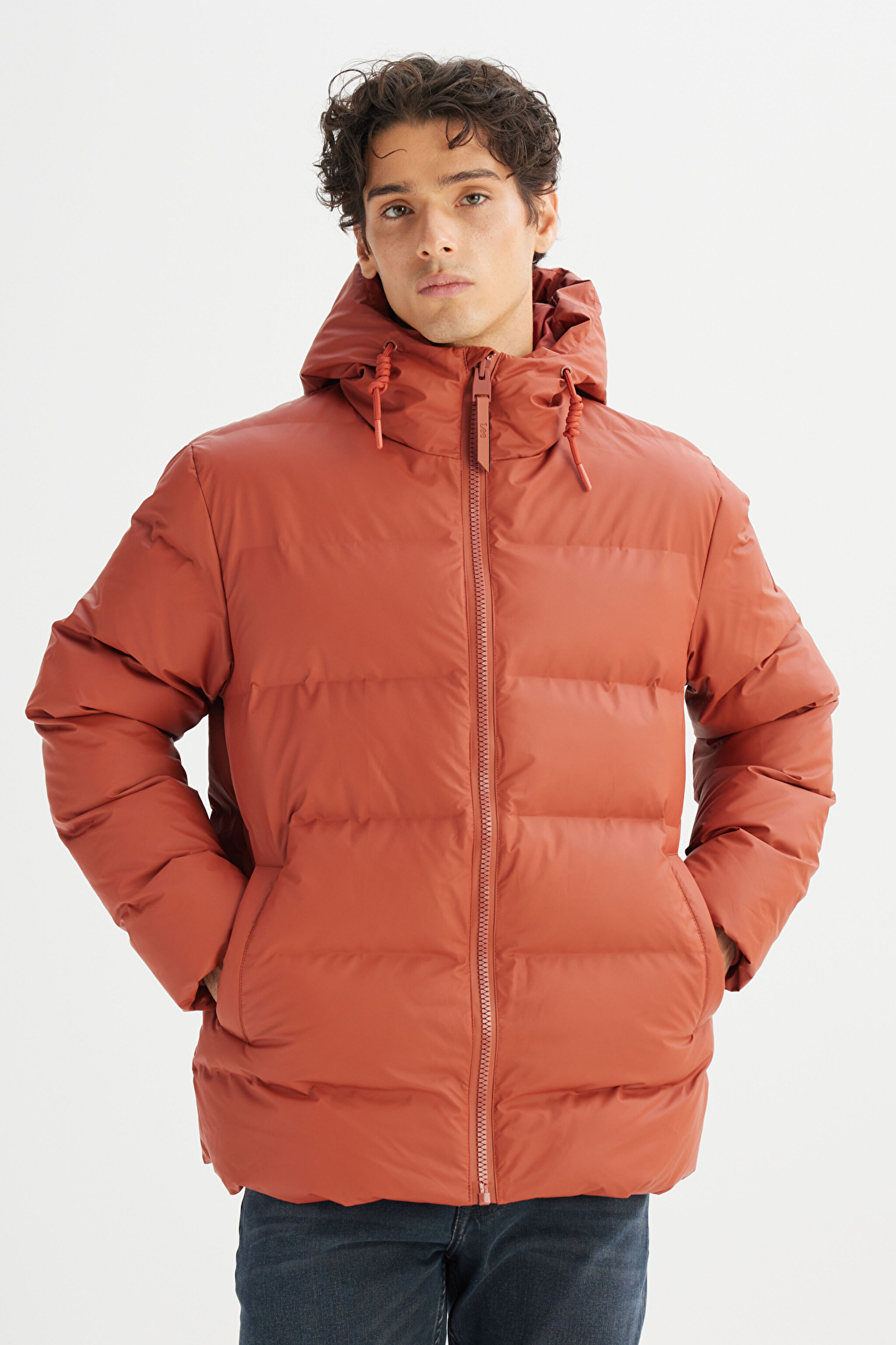 Regular Fit Normal Kesim Kapüşonlu Cepli Şişme Puffer Mont - Brown-L2520263220 (görsel 3)