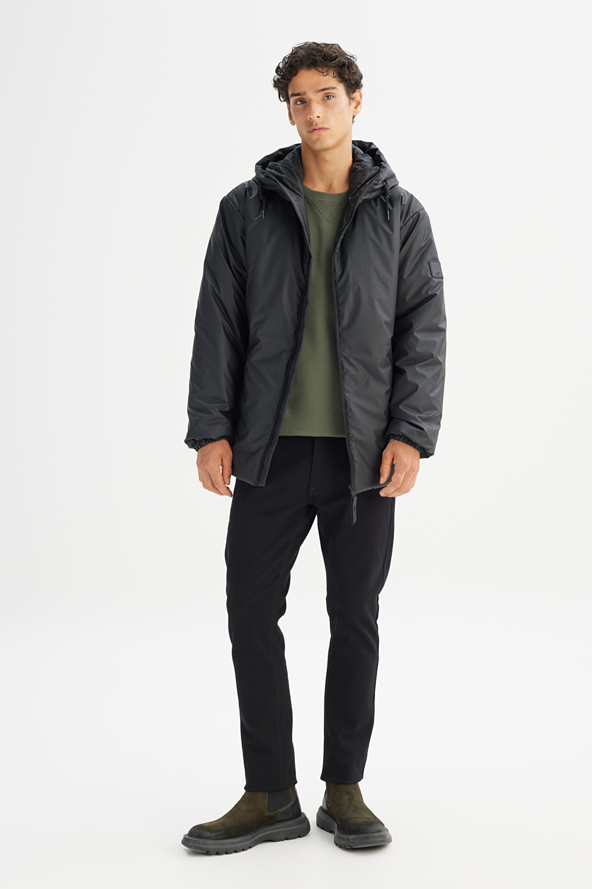 Regular Fit Normal Kesim Kapüşonlu Casual Mont - Black-L2520266001 (görsel 2)