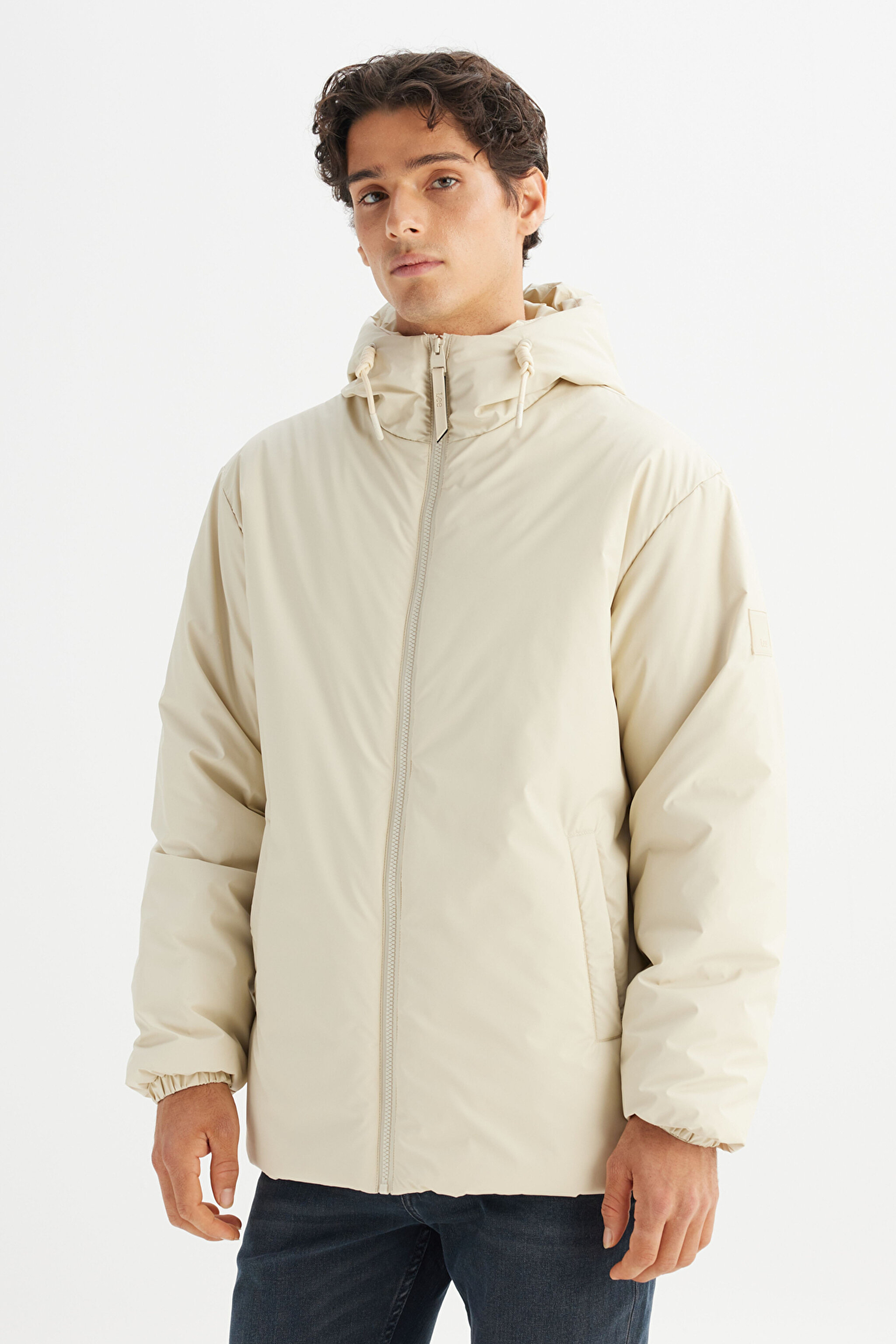 Regular Fit Normal Kesim Kapüşonlu Cepli Casual Mont - Stone-L2520266013 (görsel 3)
