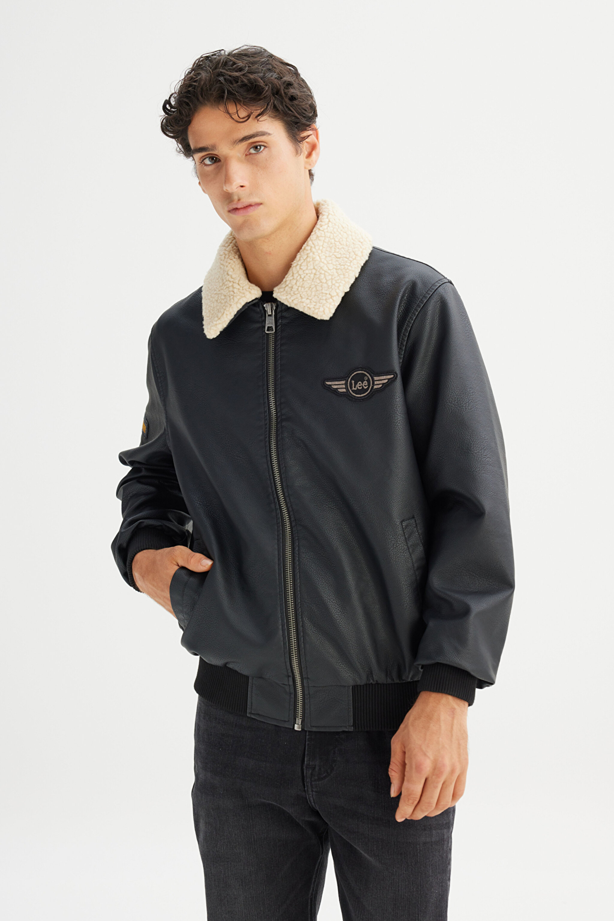 Relaxed Fit Rahat Kesim Dik Yaka Cepli Ceket - Black-L2520280001 (görsel 3)