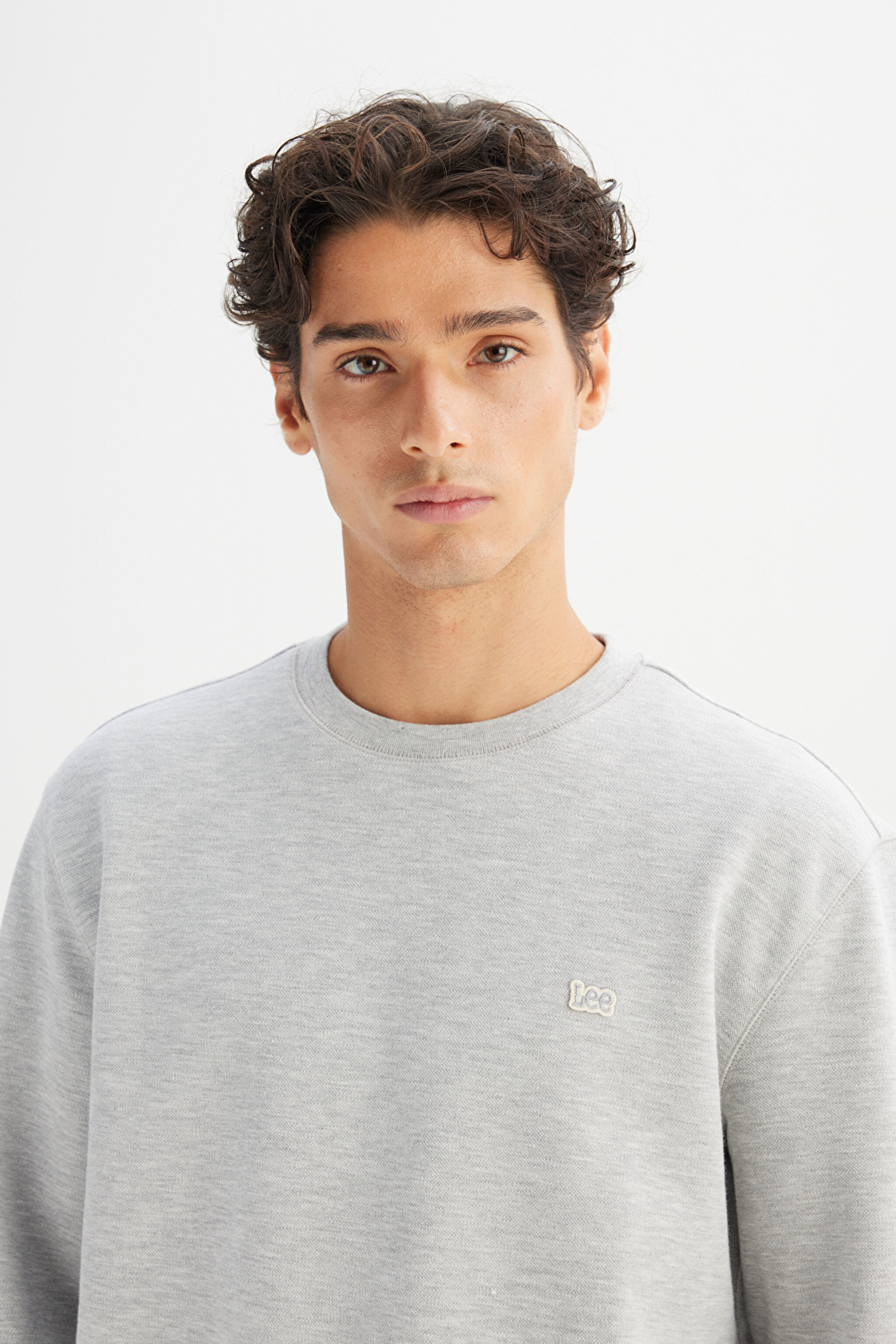 Regular Fit Normal Kesim Bisiklet Yaka Baskılı Gri Melanj Sweatshirt - GrayMelange-L252030836 (görsel 4)