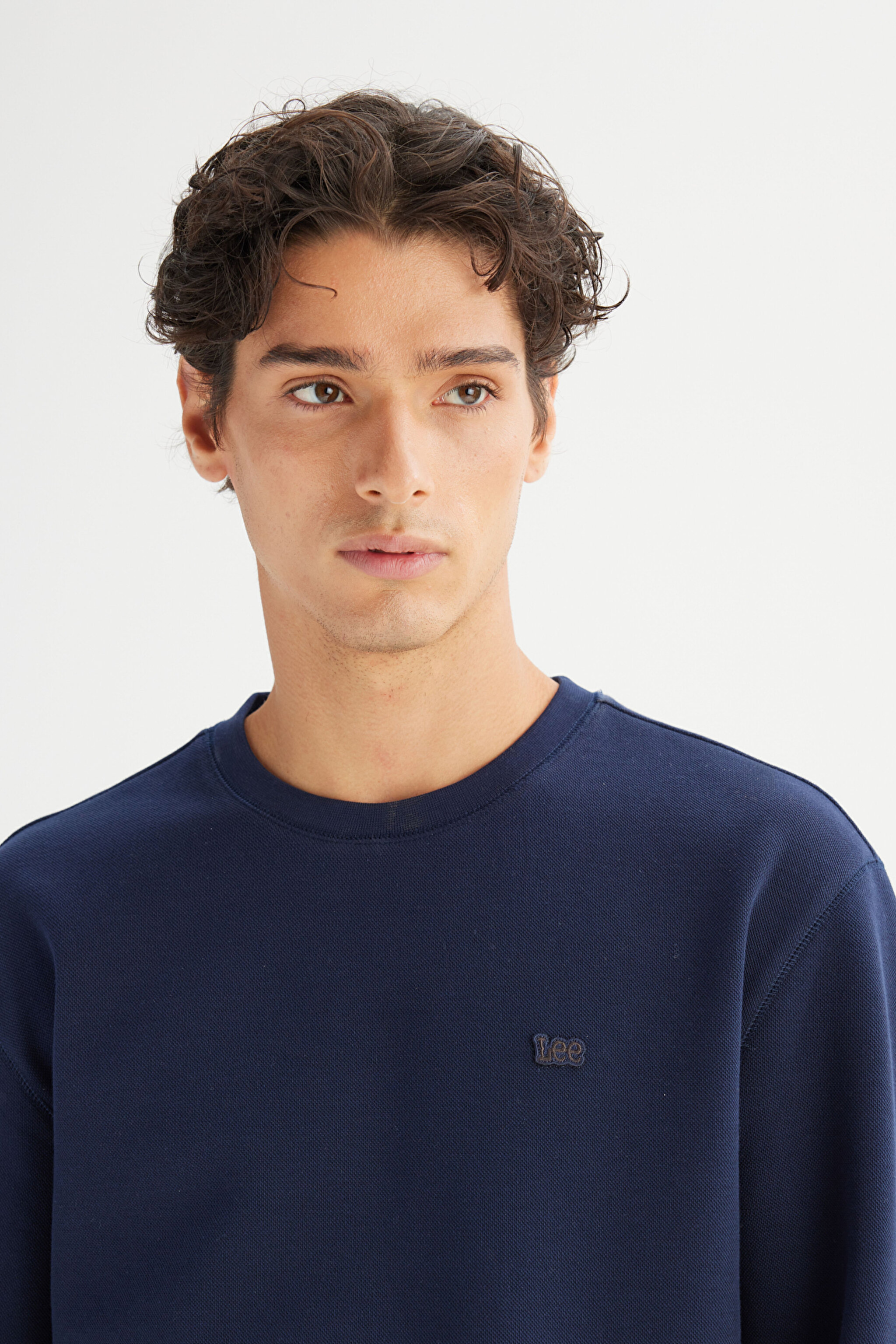 Regular Fit Normal Kesim Bisiklet Yaka Baskılı Lacivert Sweatshirt - DarKNavy-L2520308411 (görsel 4)