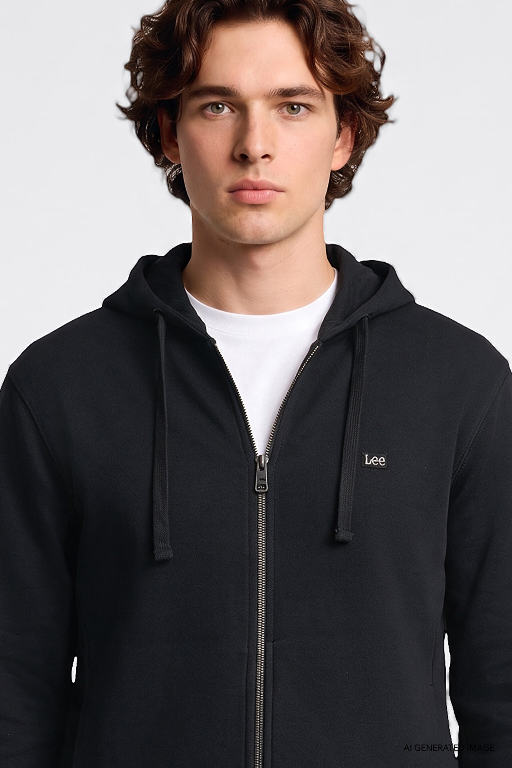 Regular Fit Normal Kesim Kapüşonlu Fermuarlı Siyah Sweatshirt Ceket - Black-L2520310001 (görsel 3)