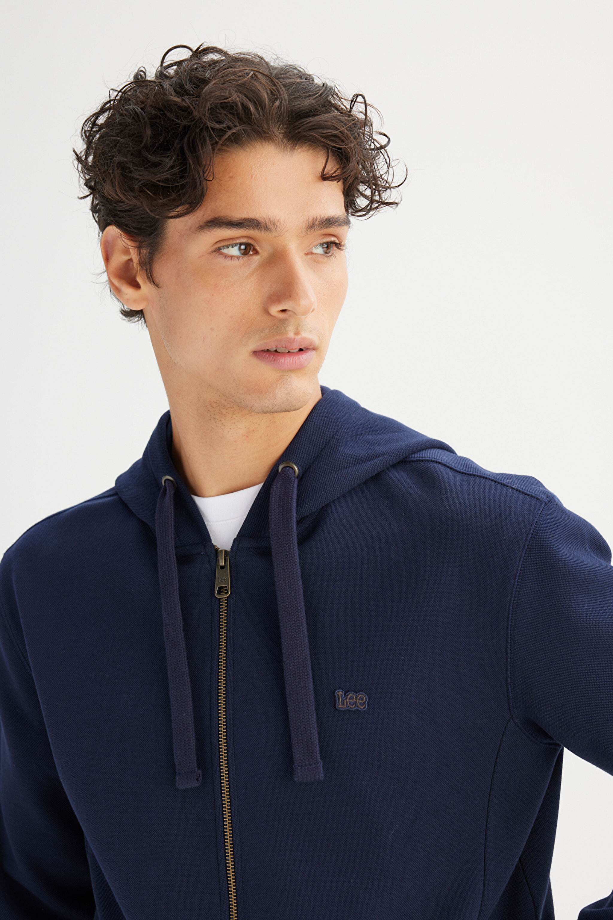 Regular Fit Normal Kesim Kapüşonlu Fermuarlı Lacivert Sweatshirt Ceket - DarKNavy-L2520310411 (görsel 4)