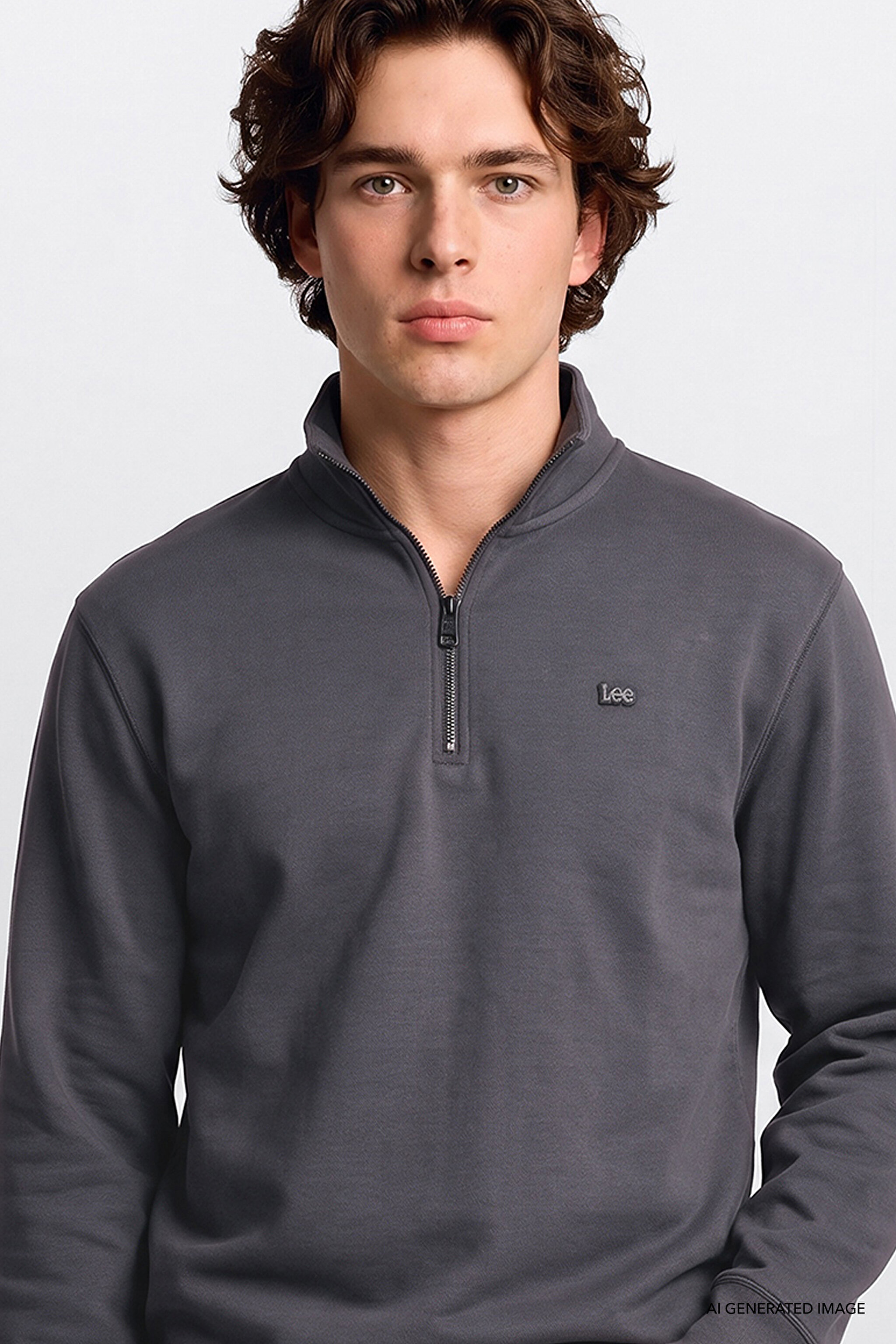 Regular Fit Normal Kesim Kapüşonlu Fermuar Detaylı Siyah Sweatshirt - Anthracita-L2520312003 (görsel 4)