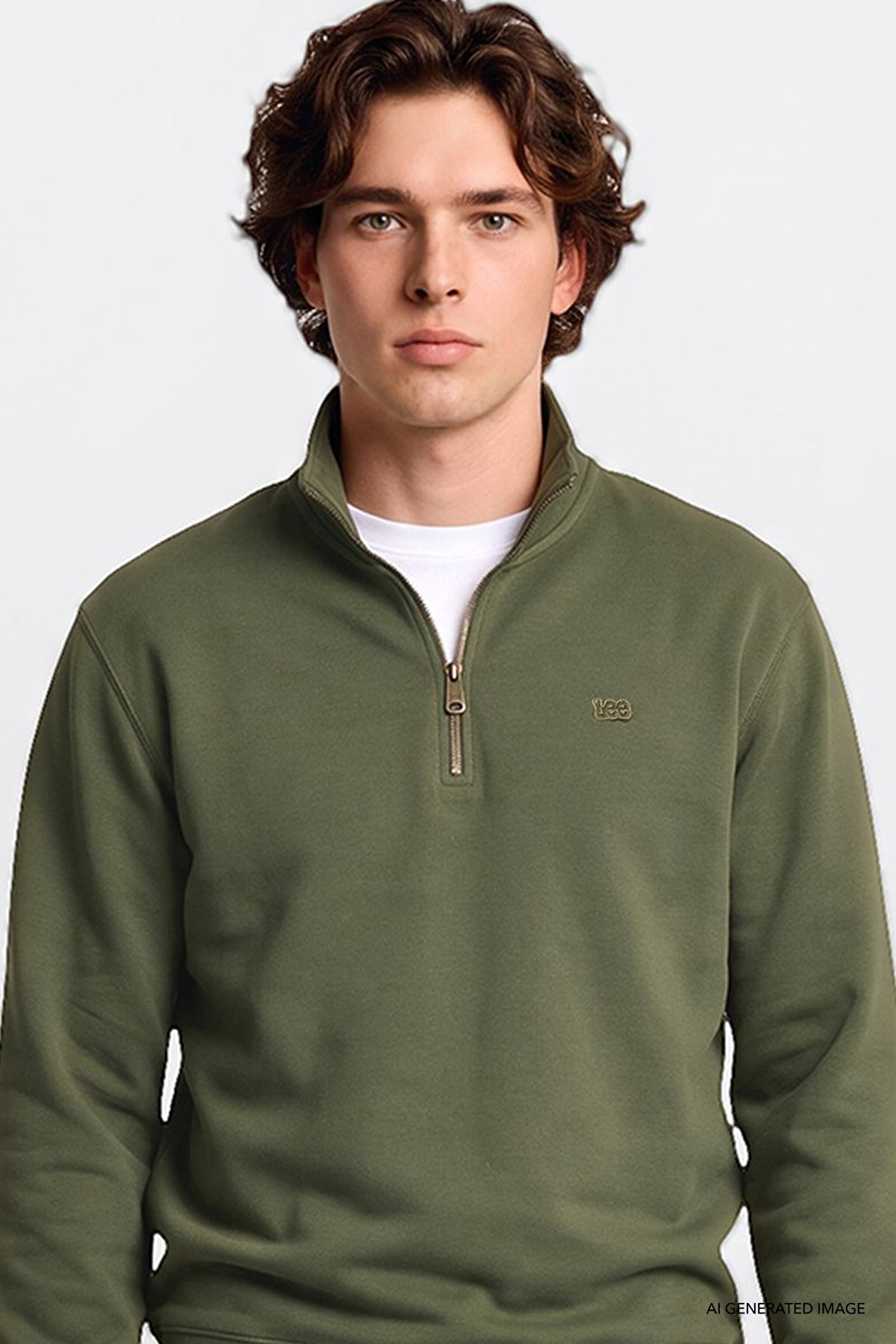 Regular Fit Normal Kesim Kapüşonlu Fermuarlı Lacivert Sweatshirt Ceket - KHAKI-L2520312801 (görsel 4)