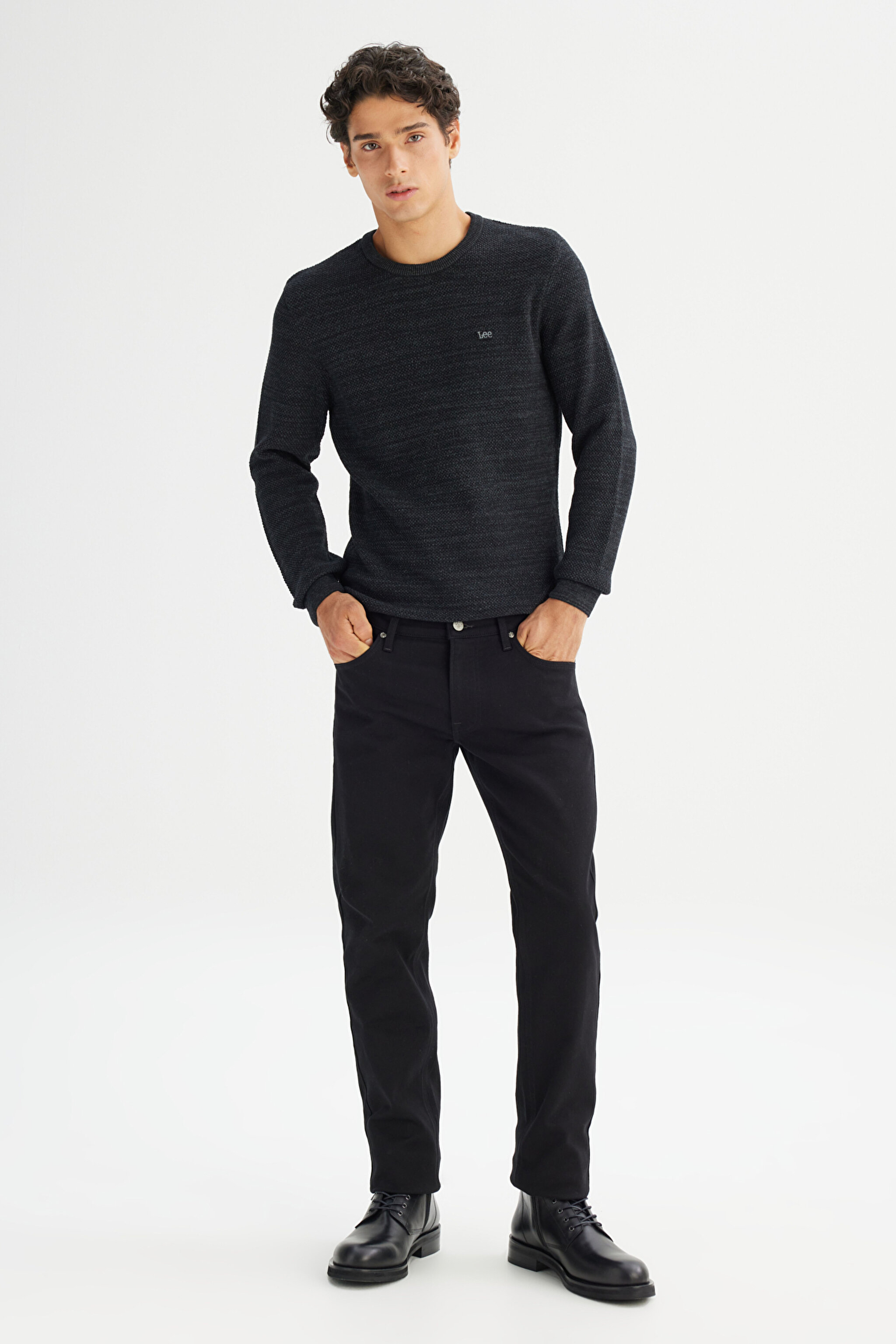 Regular Fit Normal Kesim Bisiklet Yaka Antrasit Triko Kazak - Anthracita-L2520364003 (görsel 2)
