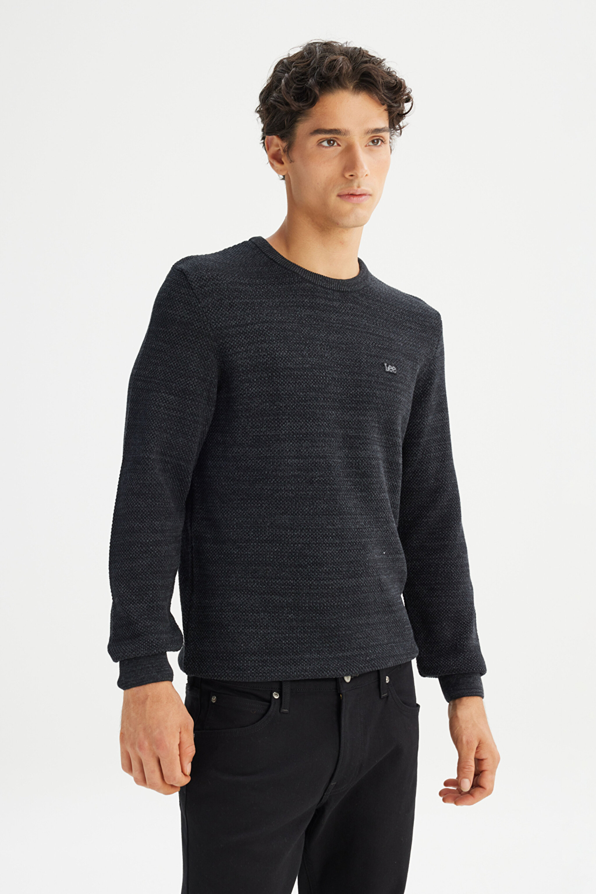 Regular Fit Normal Kesim Bisiklet Yaka Antrasit Triko Kazak - Anthracita-L2520364003 (görsel 3)