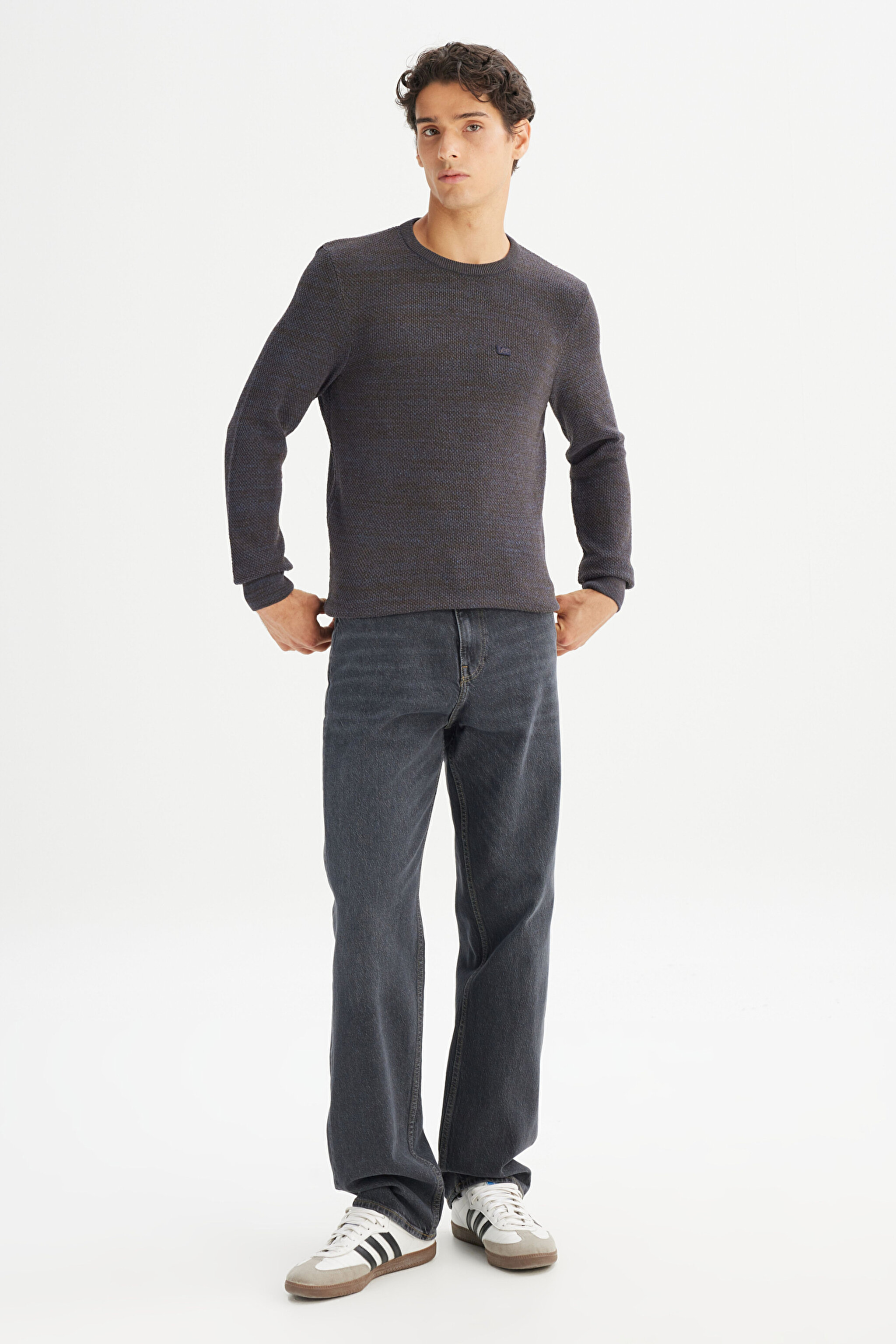 Pamuklu Regular Fit Normal Kesim Bisiklet Yaka Triko Kazak - Brown-L2520364220 (görsel 2)