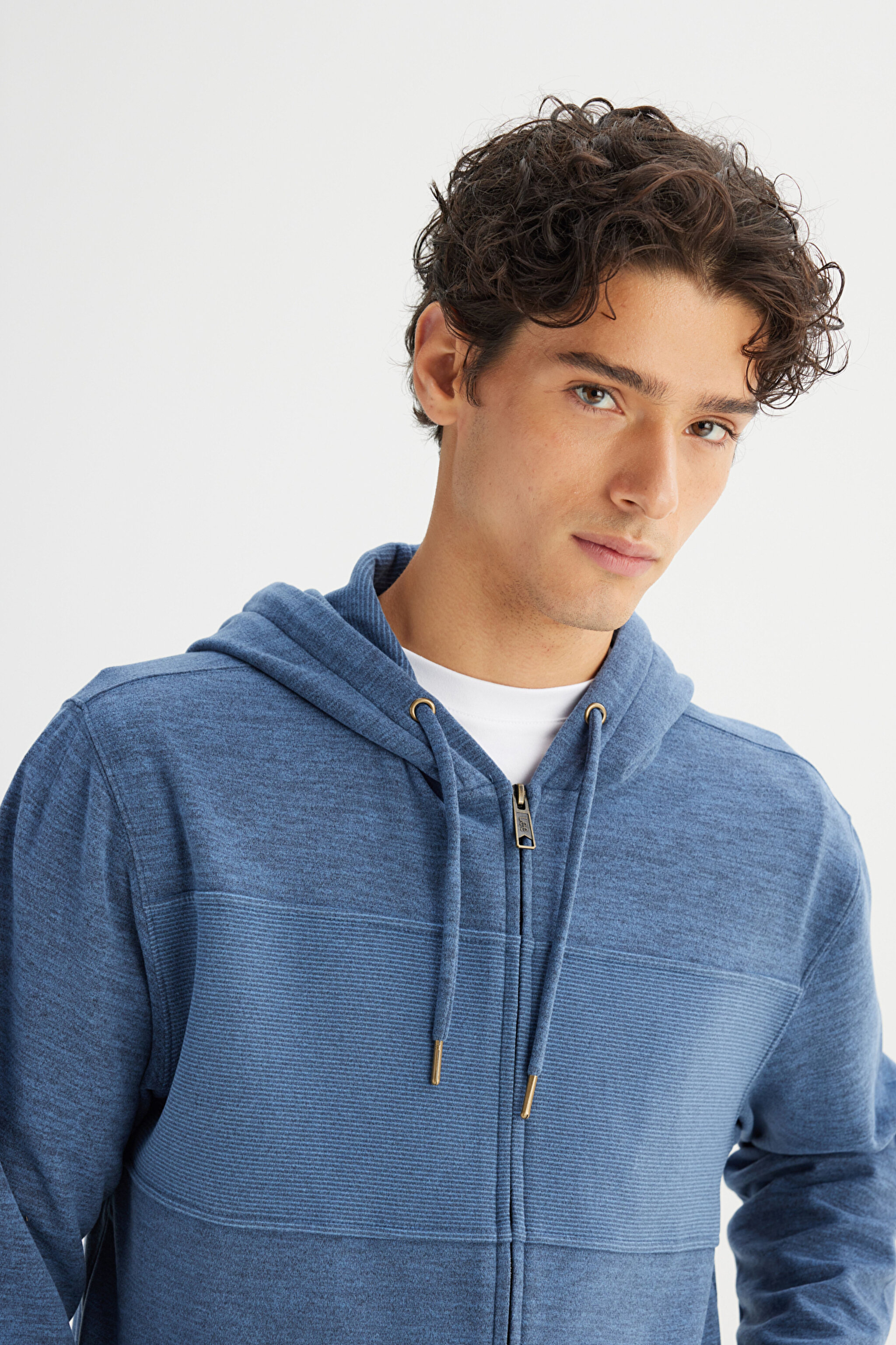 Regular Fit Normal Kesim Cepli İçi Polarlı Kapüşonlu Fermuarlı Sweatshirt - Blue-L2520370400 (görsel 4)