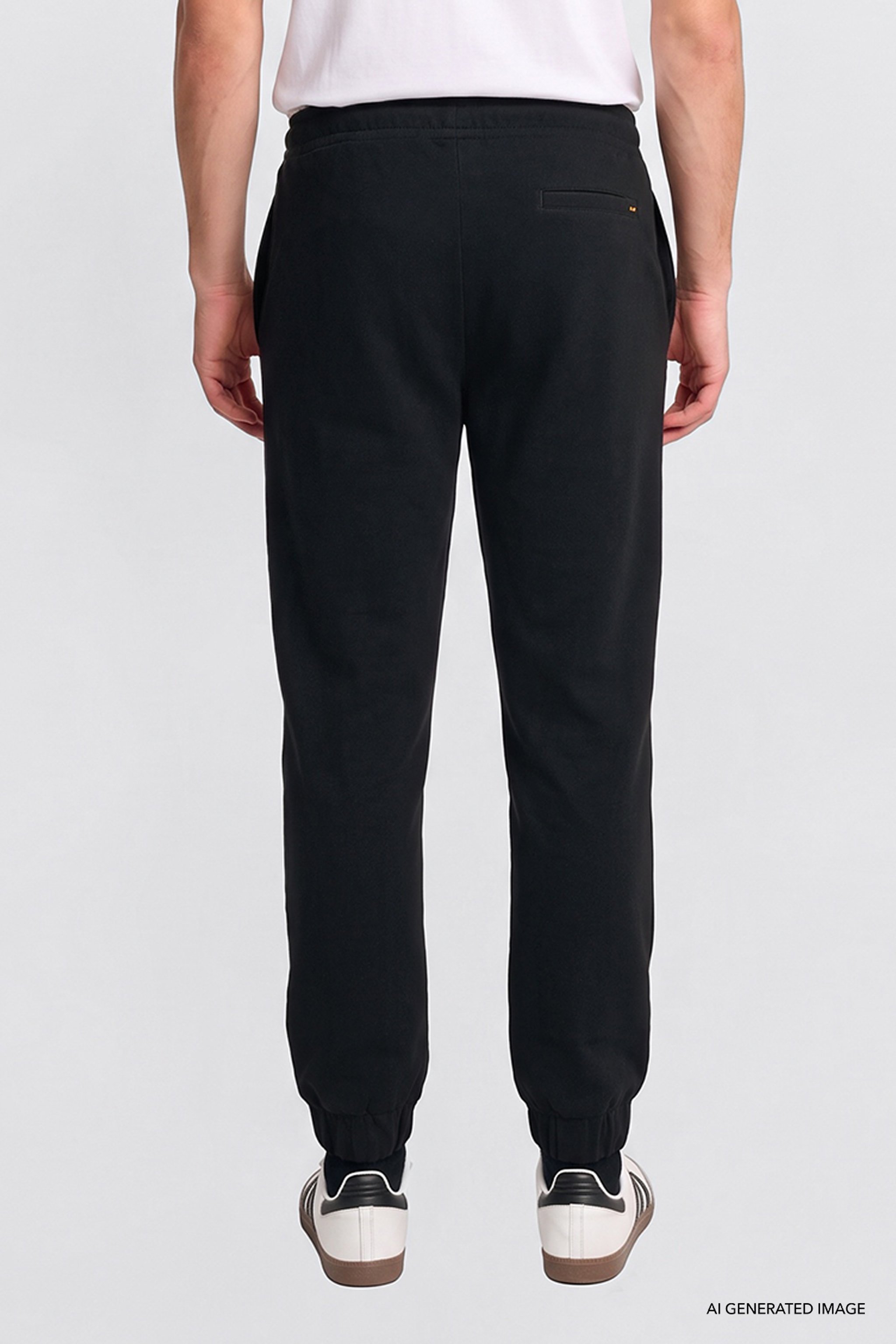 Regular Fit Normal Kesim Ribanalı Paça Siyah Sweatpant Eşofman Altı - Black-L2520371001 (görsel 4)