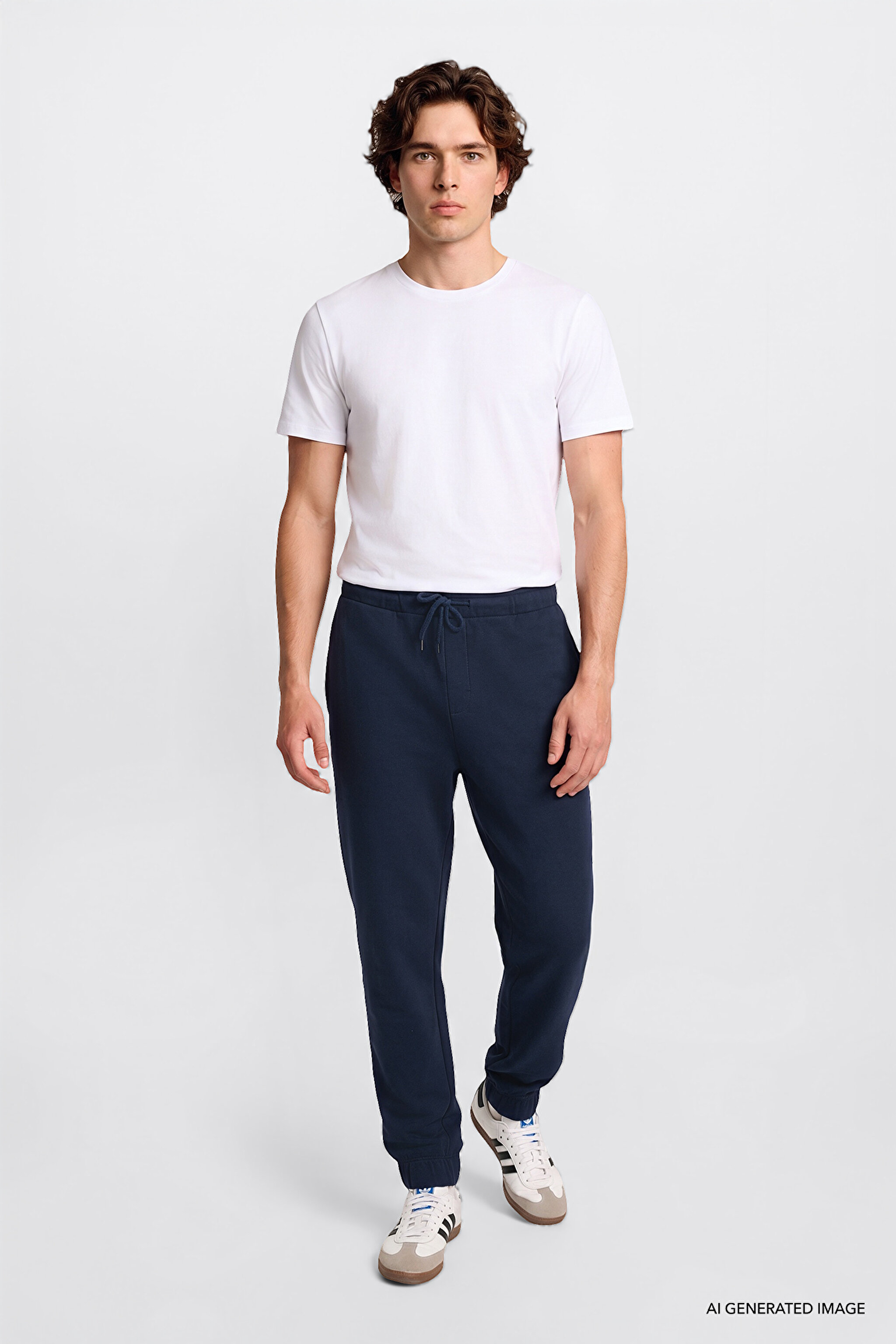 Regular Fit Normal Kesim Ribanalı Paça Siyah Sweatpant Eşofman Altı - DarKNavy-L2520371411