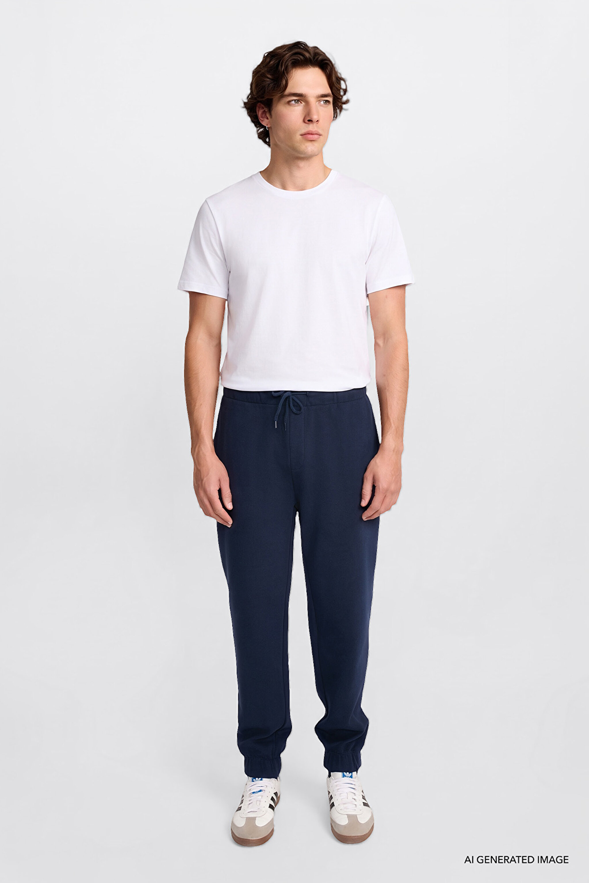 Regular Fit Normal Kesim Ribanalı Paça Siyah Sweatpant Eşofman Altı - DarKNavy-L2520371411 (görsel 2)