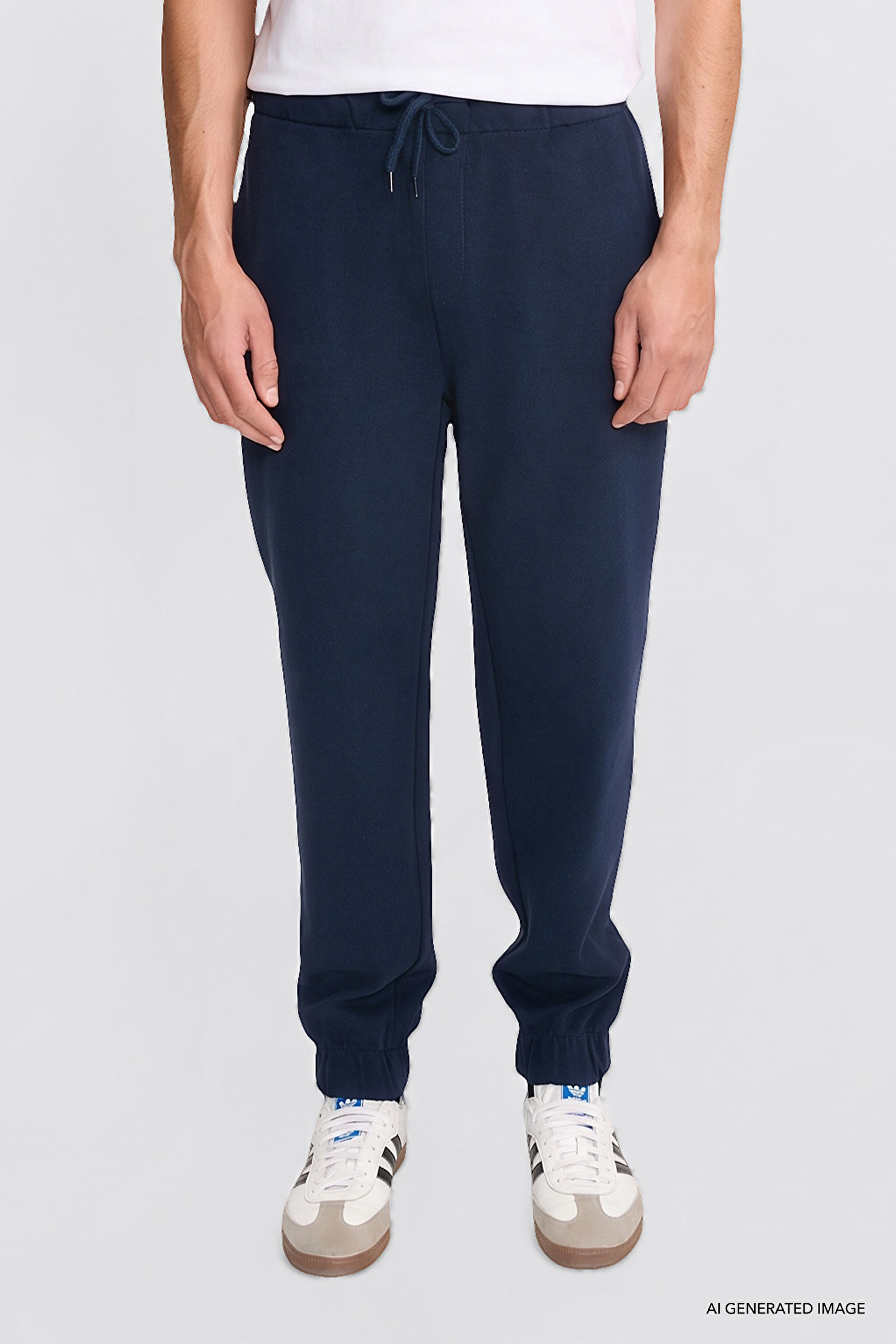 Regular Fit Normal Kesim Ribanalı Paça Siyah Sweatpant Eşofman Altı - DarKNavy-L2520371411 (görsel 3)
