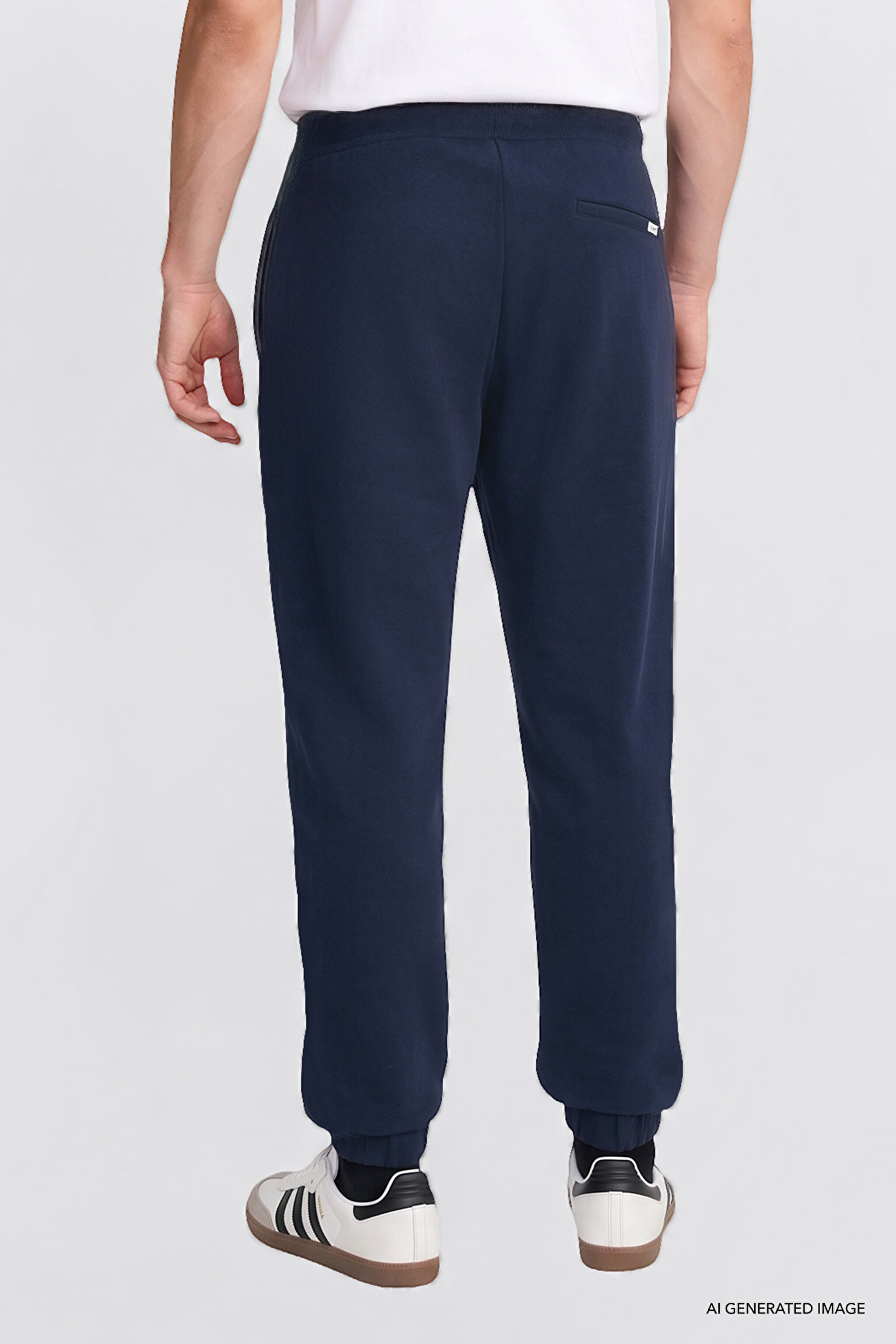 Regular Fit Normal Kesim Ribanalı Paça Siyah Sweatpant Eşofman Altı - DarKNavy-L2520371411 (görsel 4)