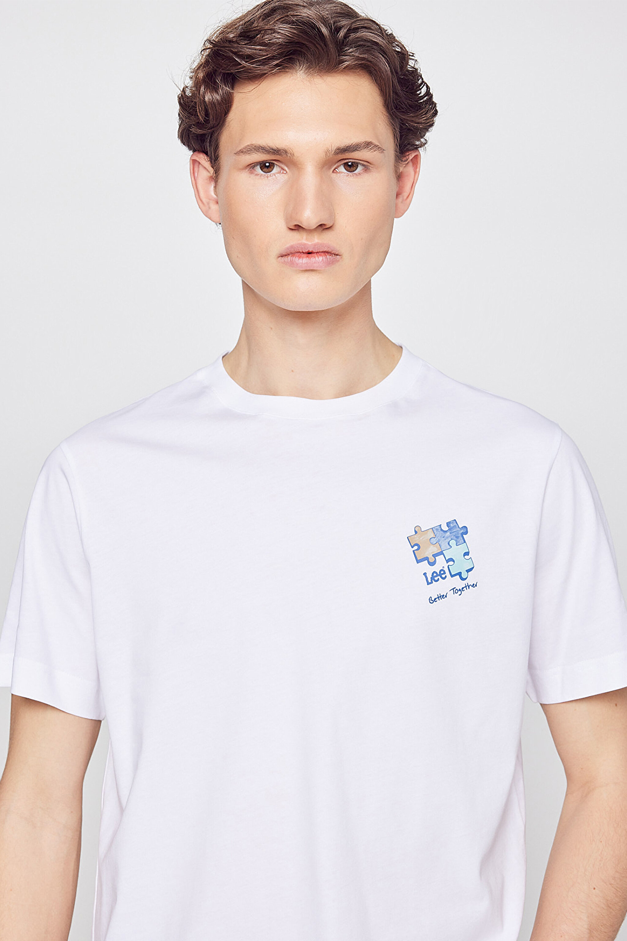 %100 Pamuk Regular Fit Normal Kesim Bisiklet Yaka Logo Detaylı Tişört - White-L2610014100 (görsel 4)