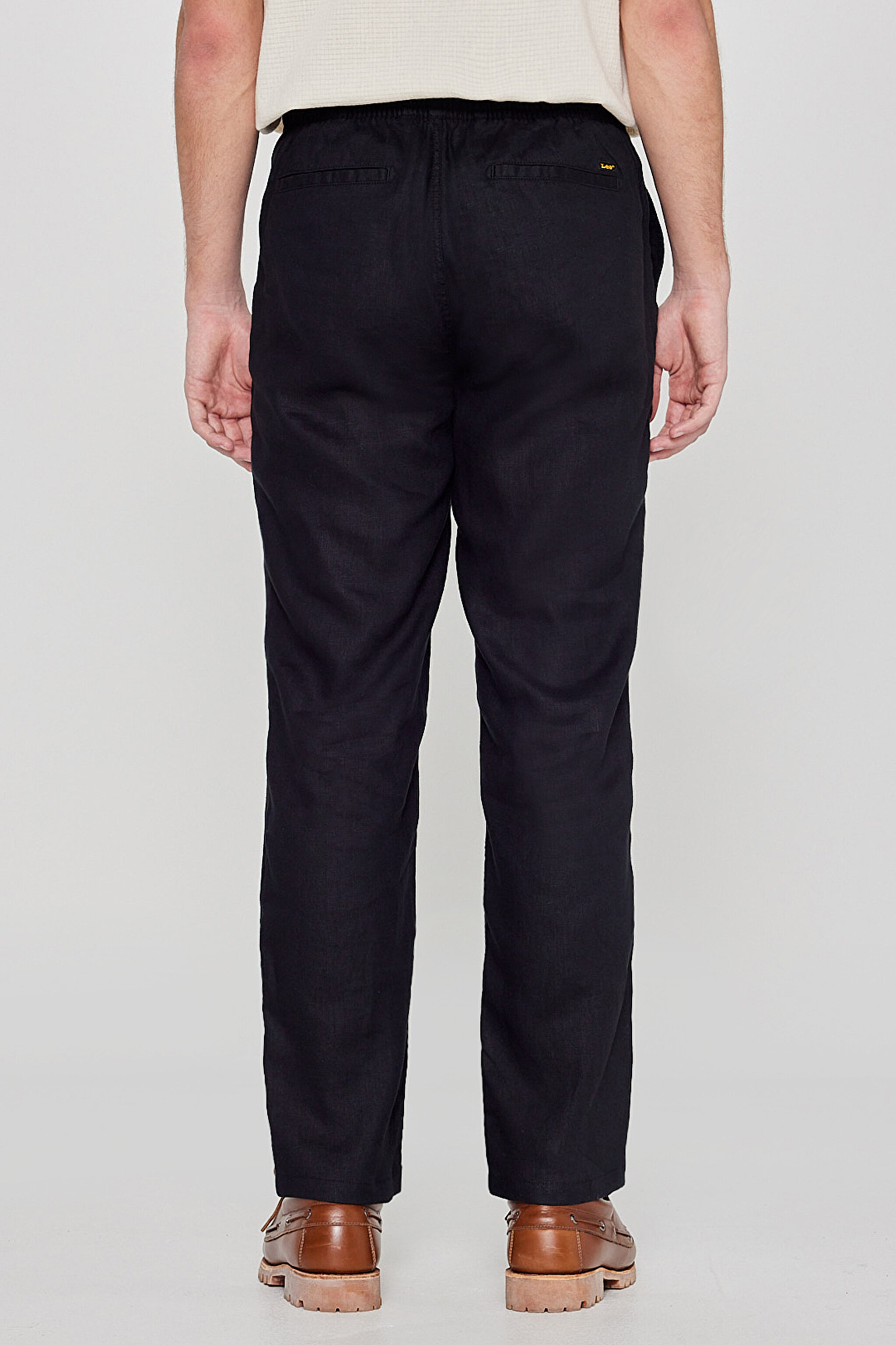%100 Keten Regular Fit Normal Kesim Cepli Pantolon - Black-L2610018001 (görsel 4)