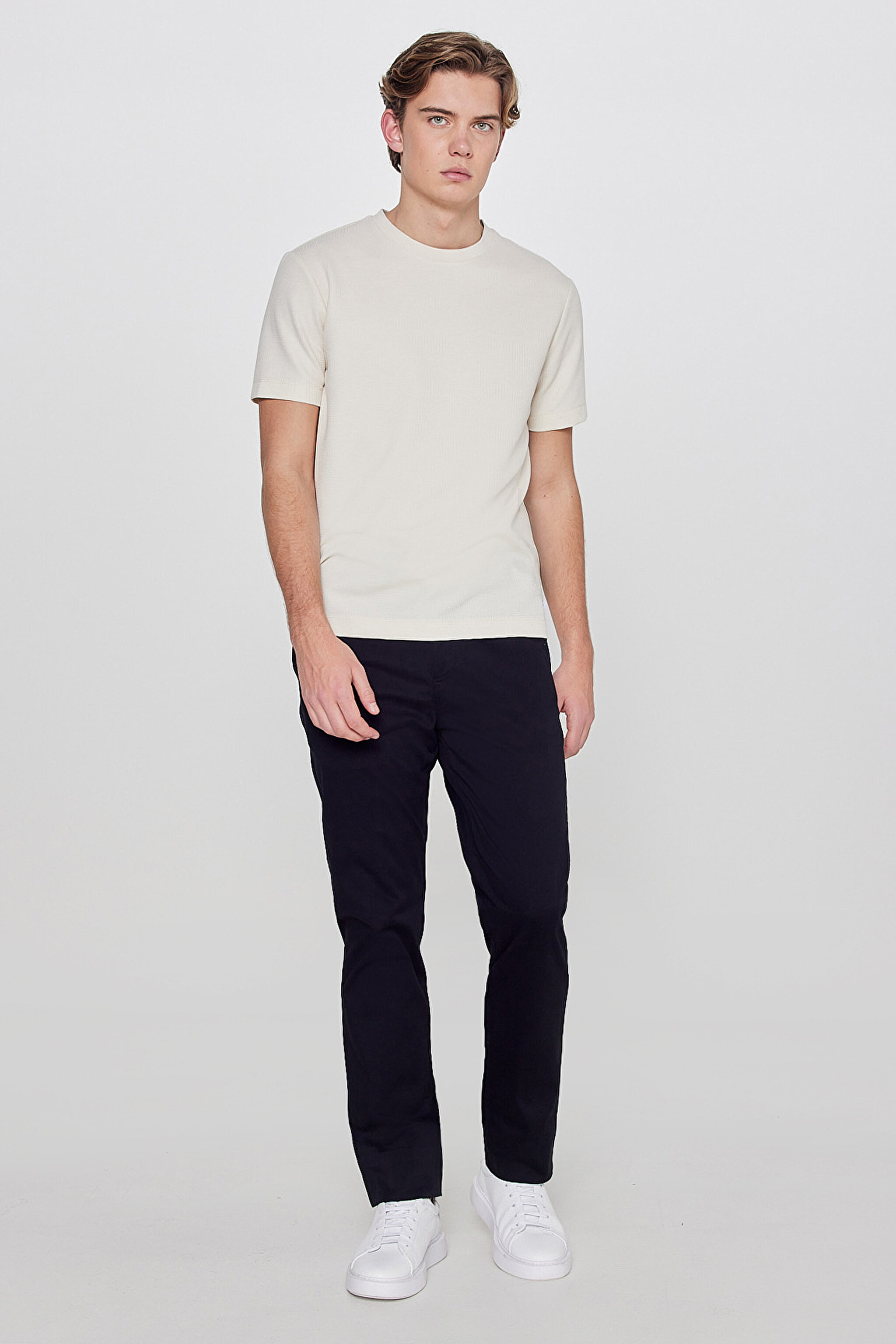 Pamuklu Slim Fit Dar Kesim Esnek Chino Pantolon - Black-L2610076001 (görsel 2)