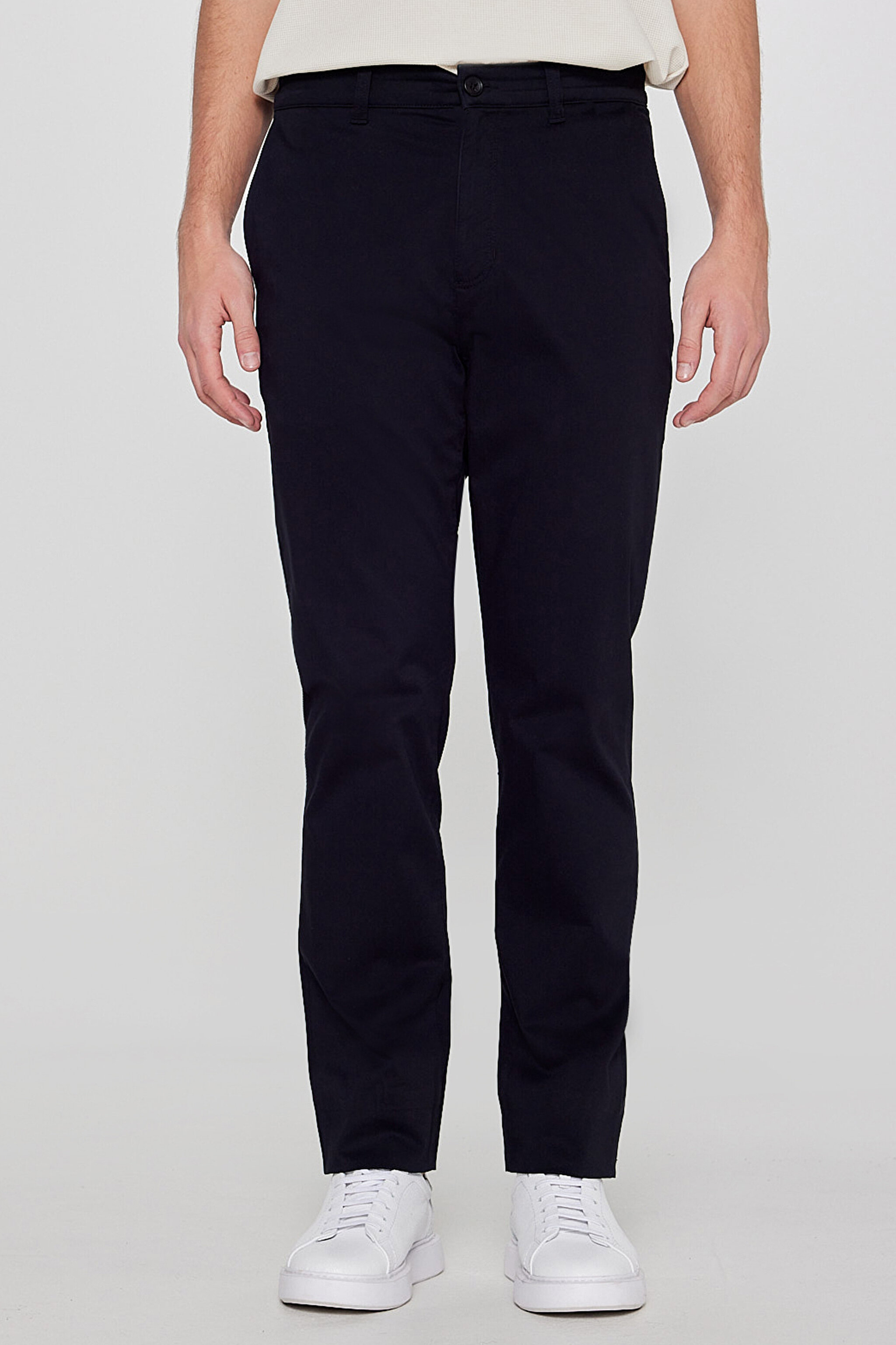 Pamuklu Slim Fit Dar Kesim Esnek Chino Pantolon - Black-L2610076001 (görsel 3)