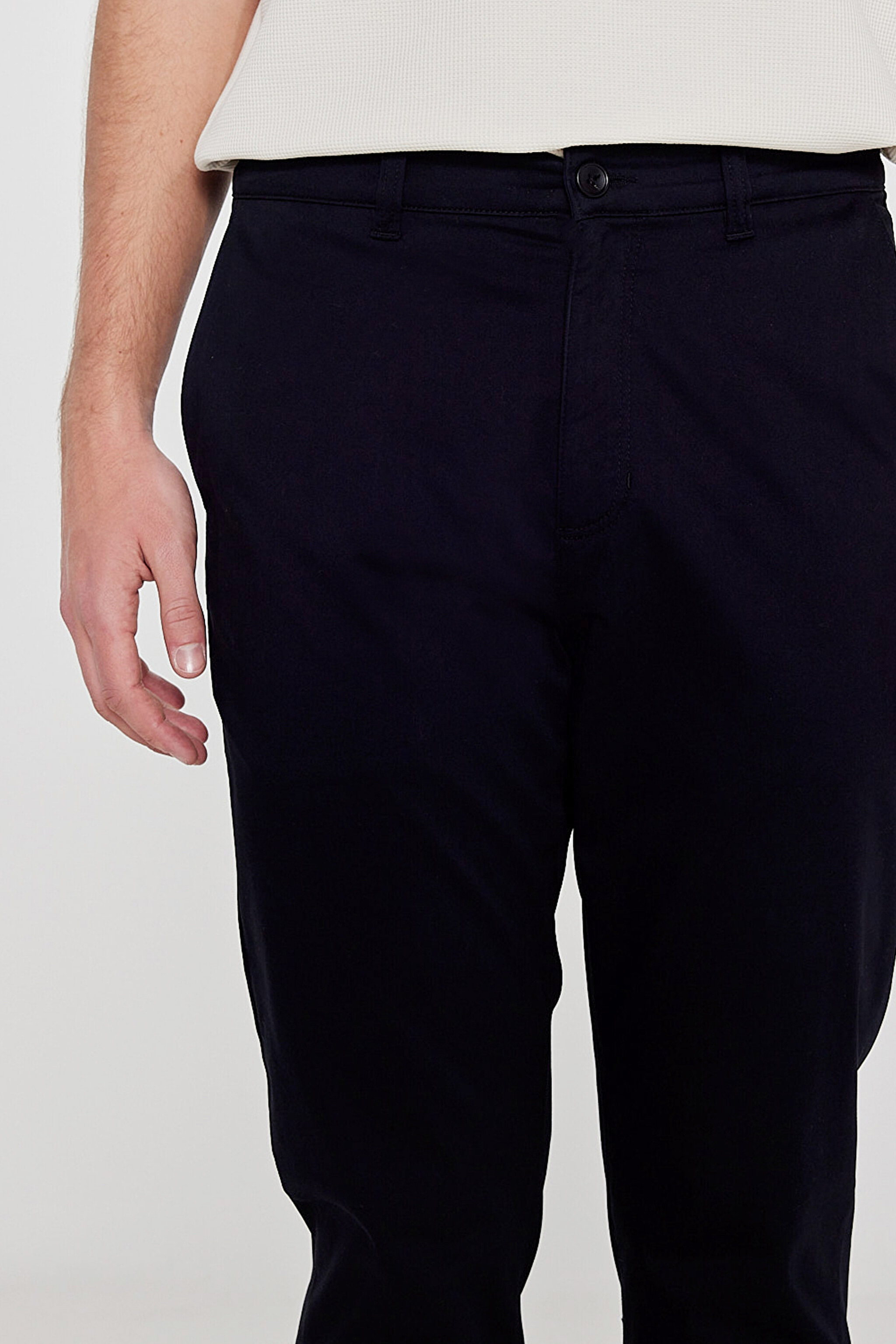 Pamuklu Slim Fit Dar Kesim Esnek Chino Pantolon - Black-L2610076001 (görsel 5)