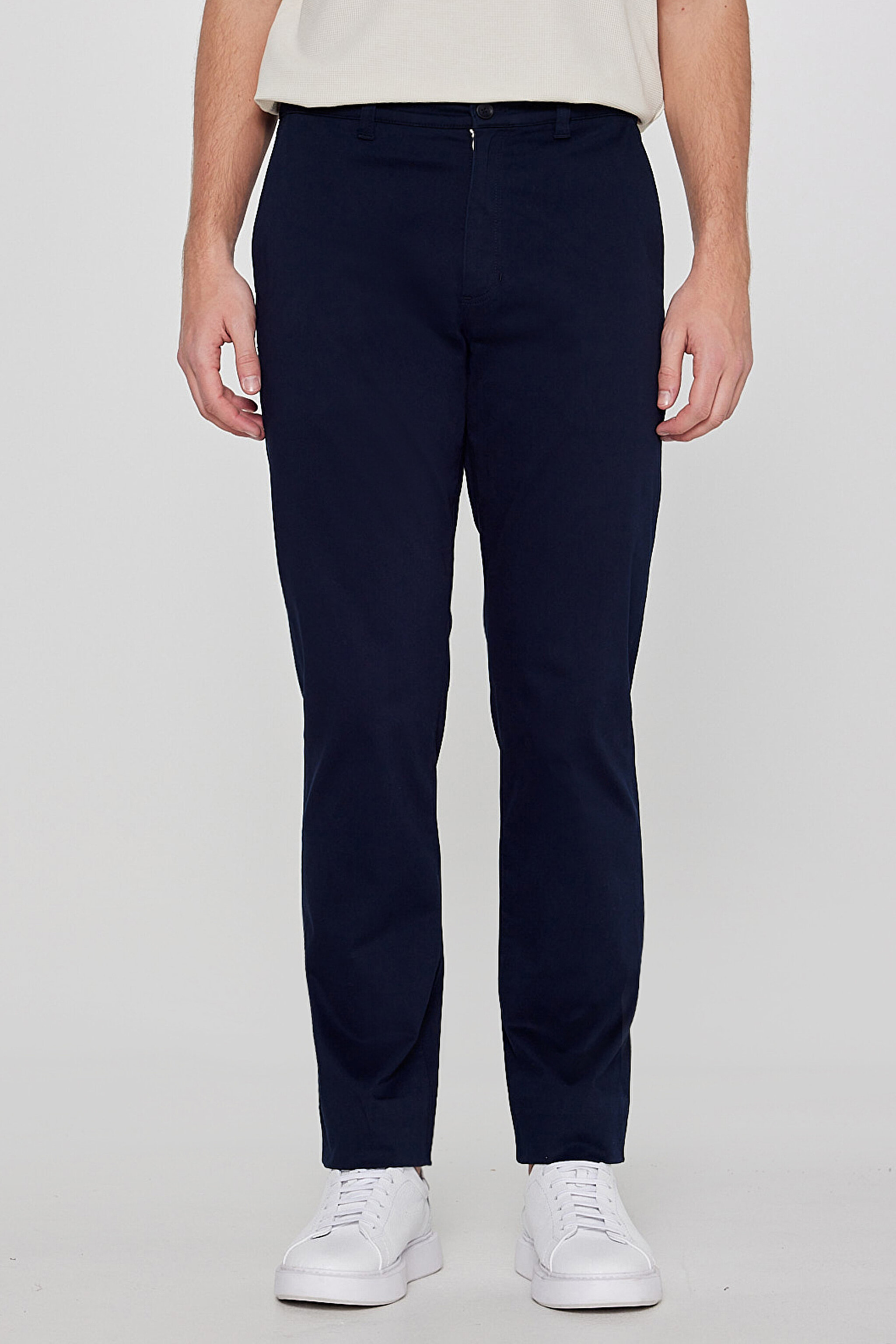 Pamuklu Slim Fit Dar Kesim Esnek Chino Pantolon - Navy-L2610076410 (görsel 3)