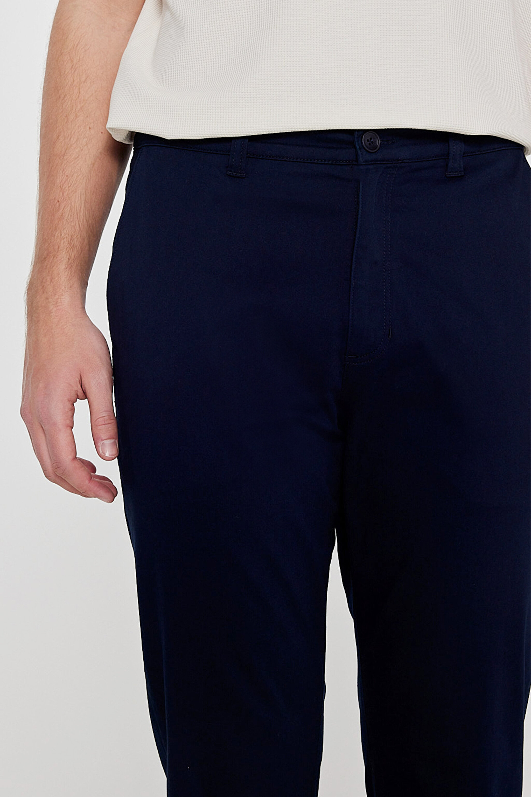 Pamuklu Slim Fit Dar Kesim Esnek Chino Pantolon - Navy-L2610076410 (görsel 5)