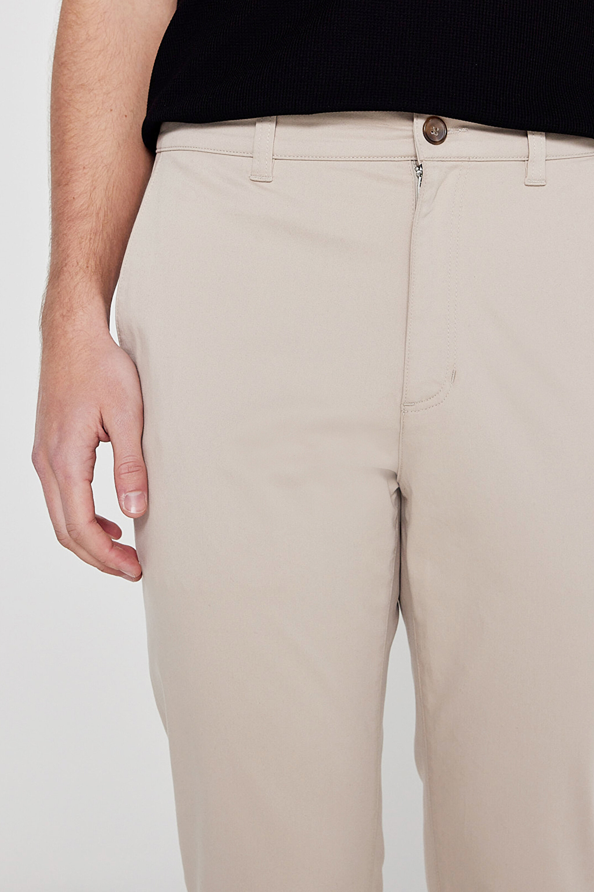 Pamuklu Slim Fit Dar Kesim Esnek Chino Pantolon - Beige-L2610076614 (görsel 5)