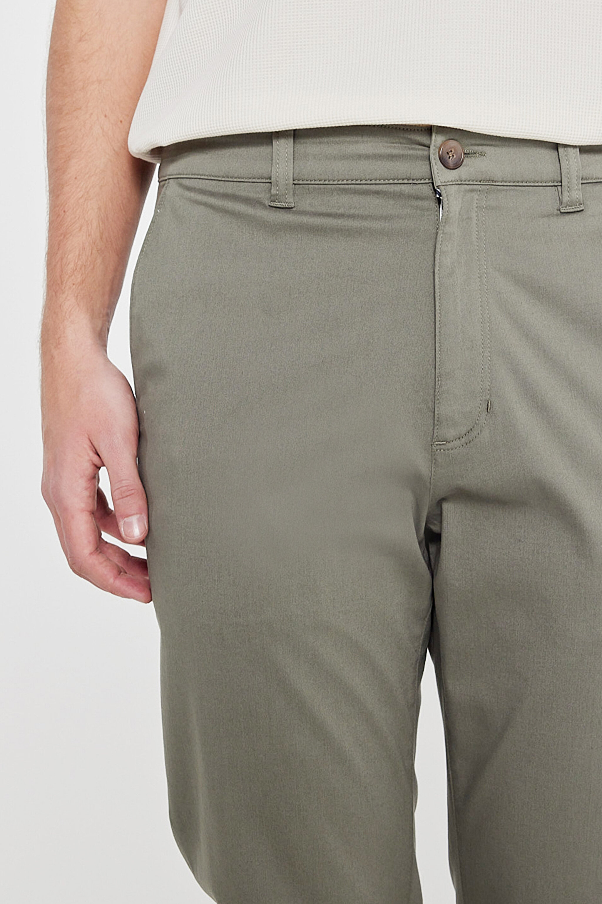 Pamuklu Slim Fit Dar Kesim Esnek Chino Pantolon - Khaki-L2610076801 (görsel 5)