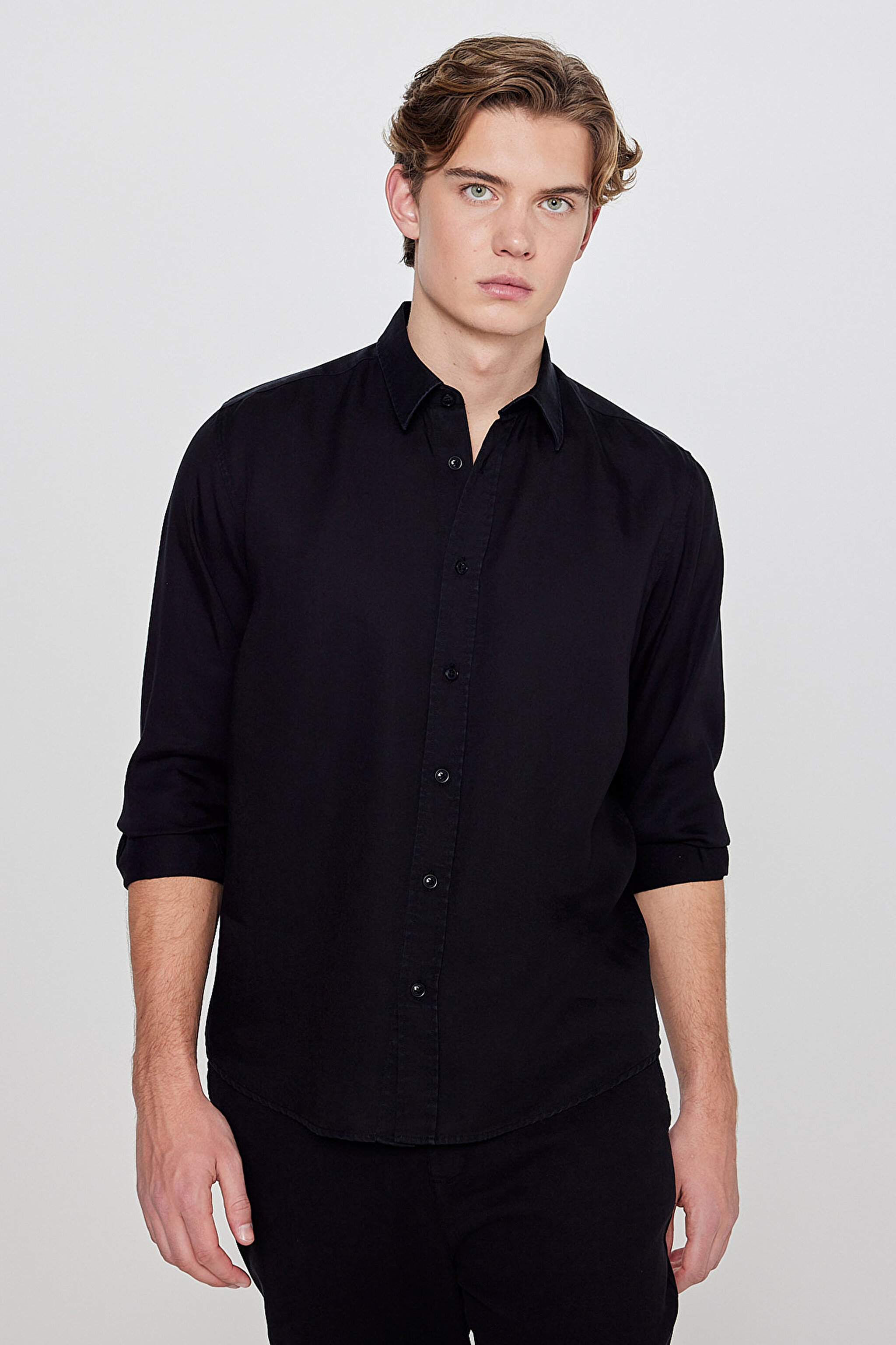 Yumuşak Dokulu Regular Fit Normal Kesim Gömlek - Black-L2610084001