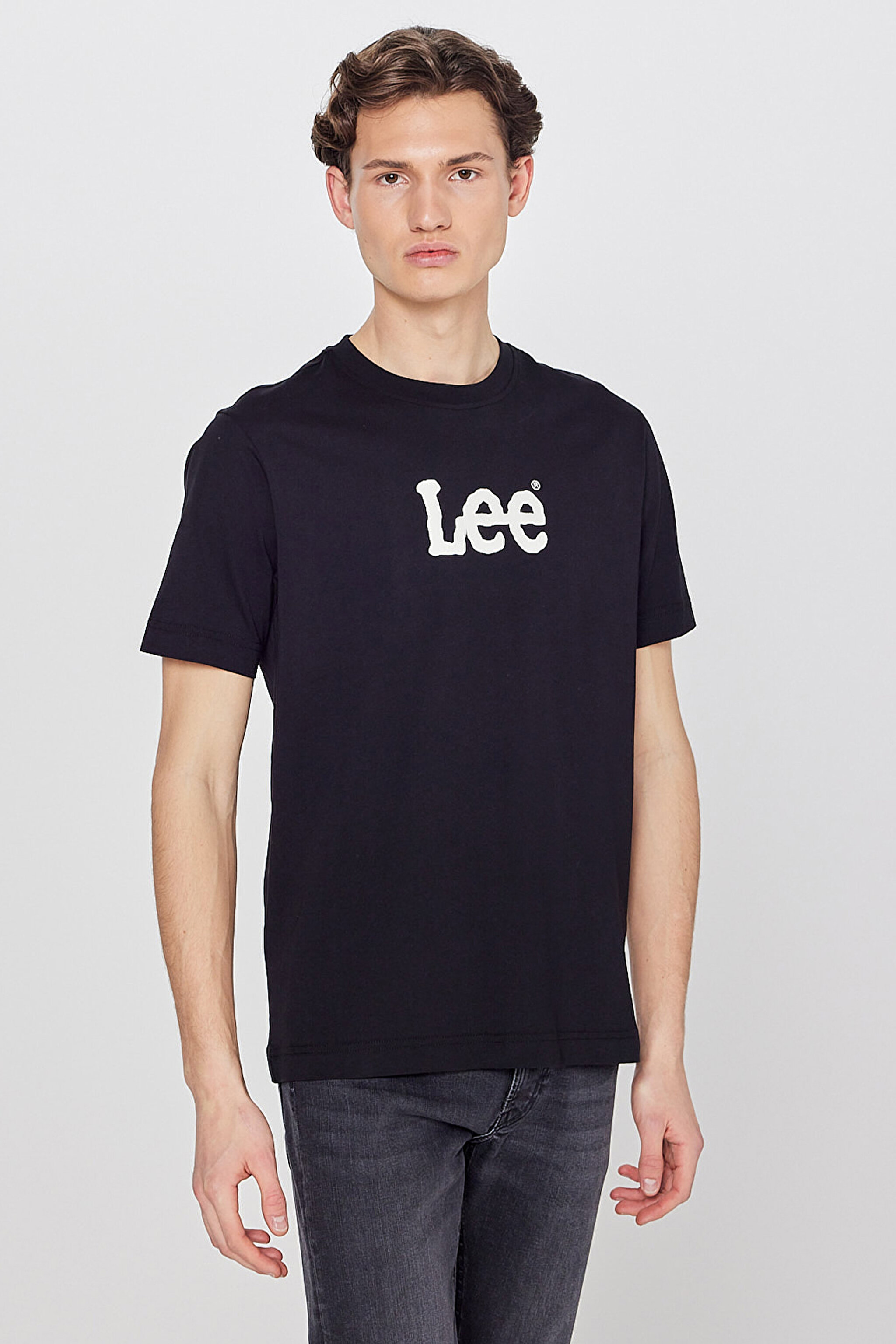 %100 Pamuk Nefes Alan Kumaş Regular Fit Logo Detaylı Tişört - Black-L2610100001 (görsel 2)
